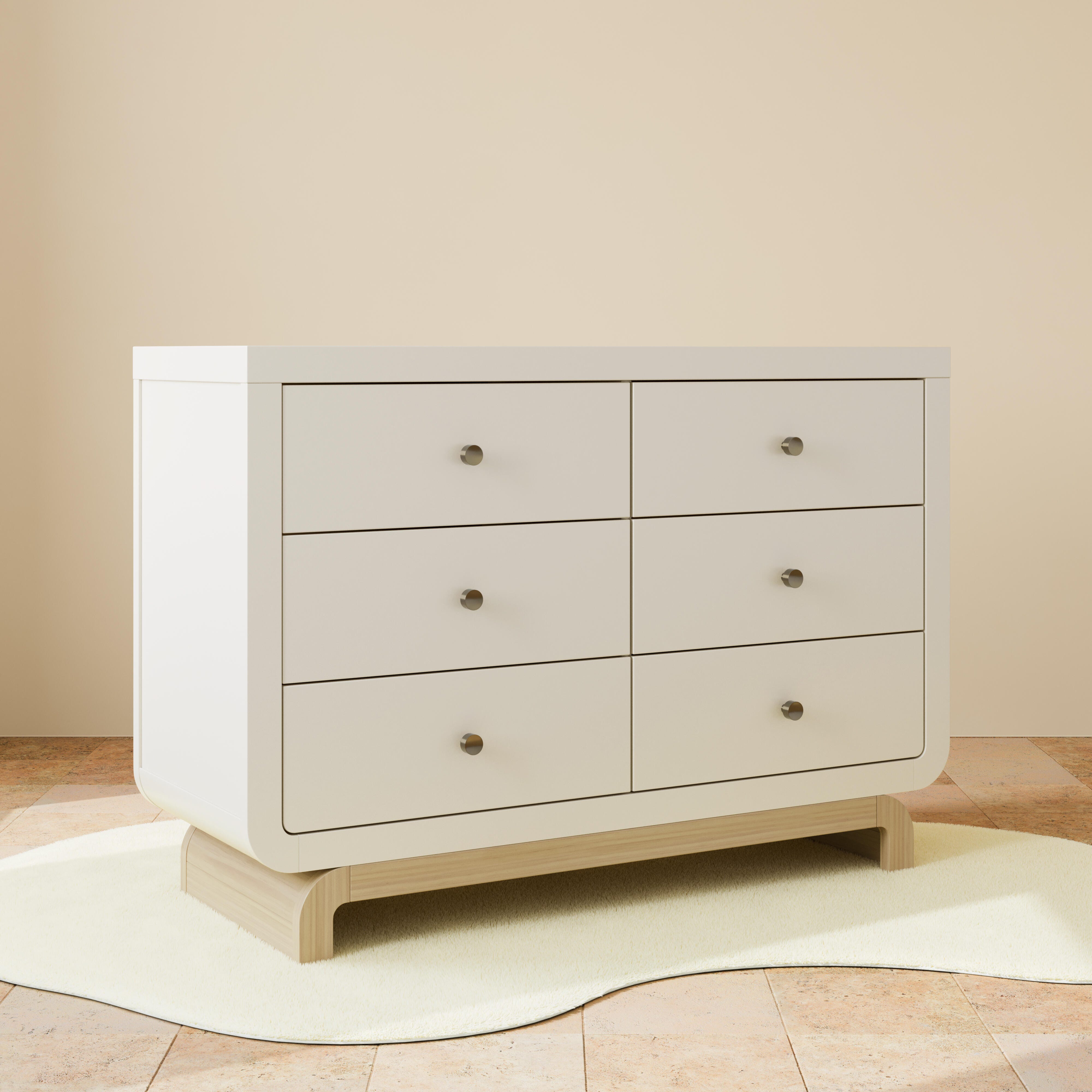 Storkcraft Santorini 6 Drawer Double Dresser, Frosted Oat/Driftwood, large
