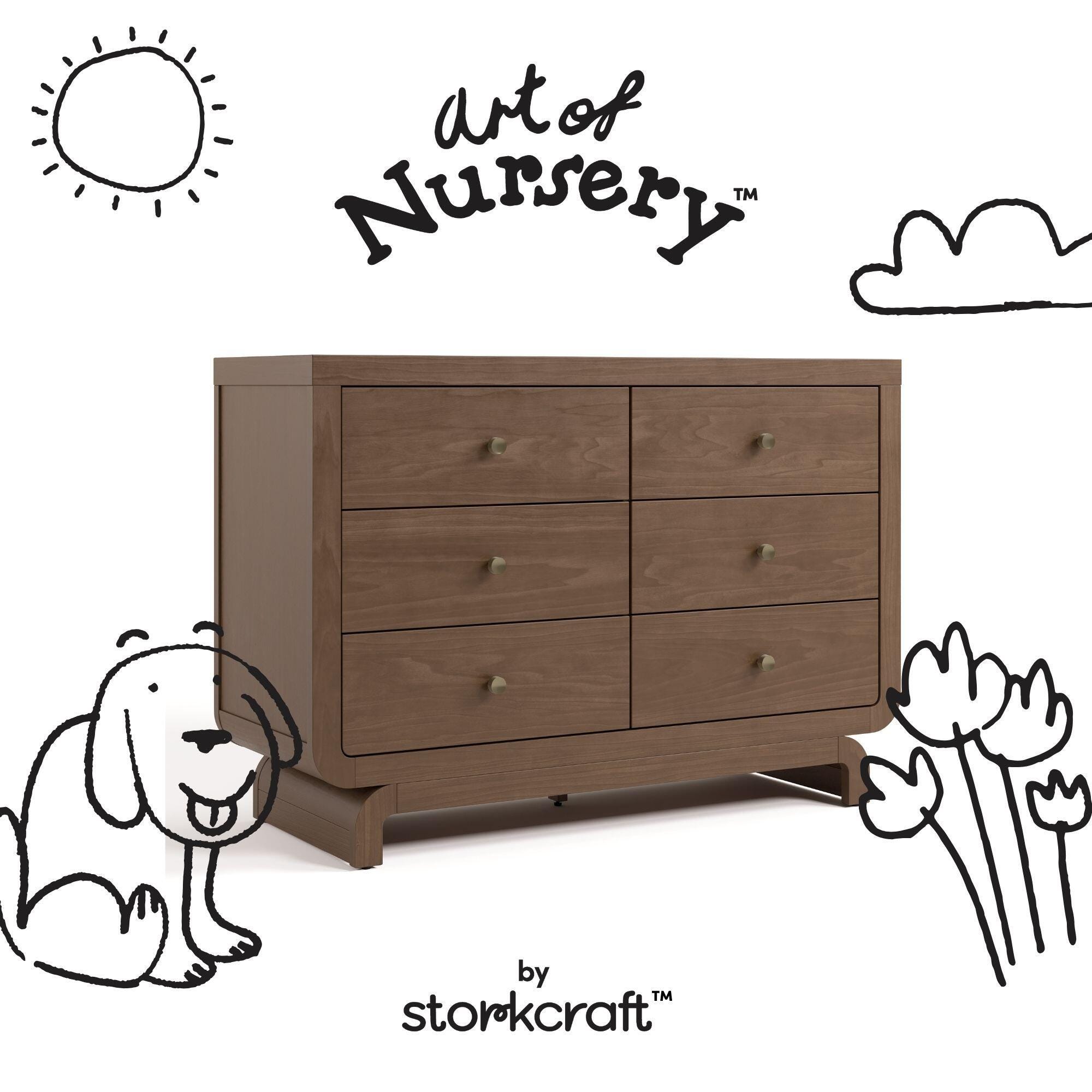 Storkcraft Santorini 6 Drawer Double Dresser, Hazelnut, large