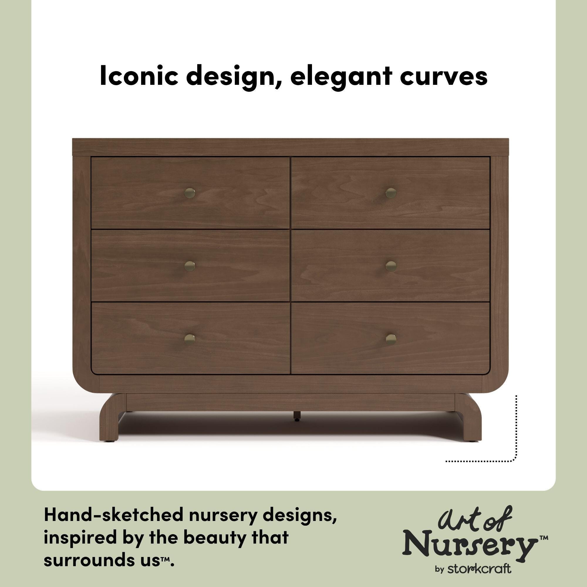 Storkcraft Santorini 6 Drawer Double Dresser, Hazelnut, large