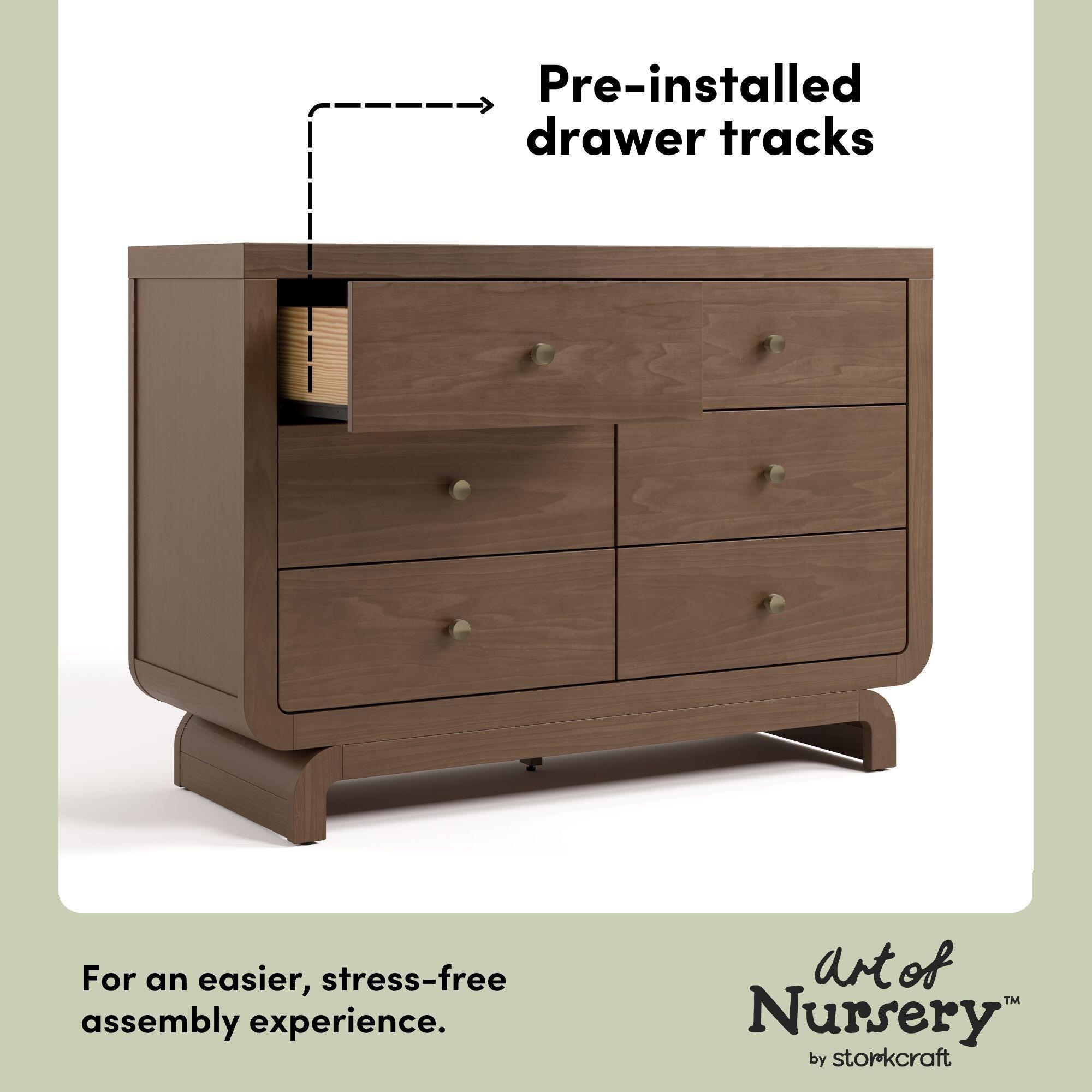 Storkcraft Santorini 6 Drawer Double Dresser, Hazelnut, large
