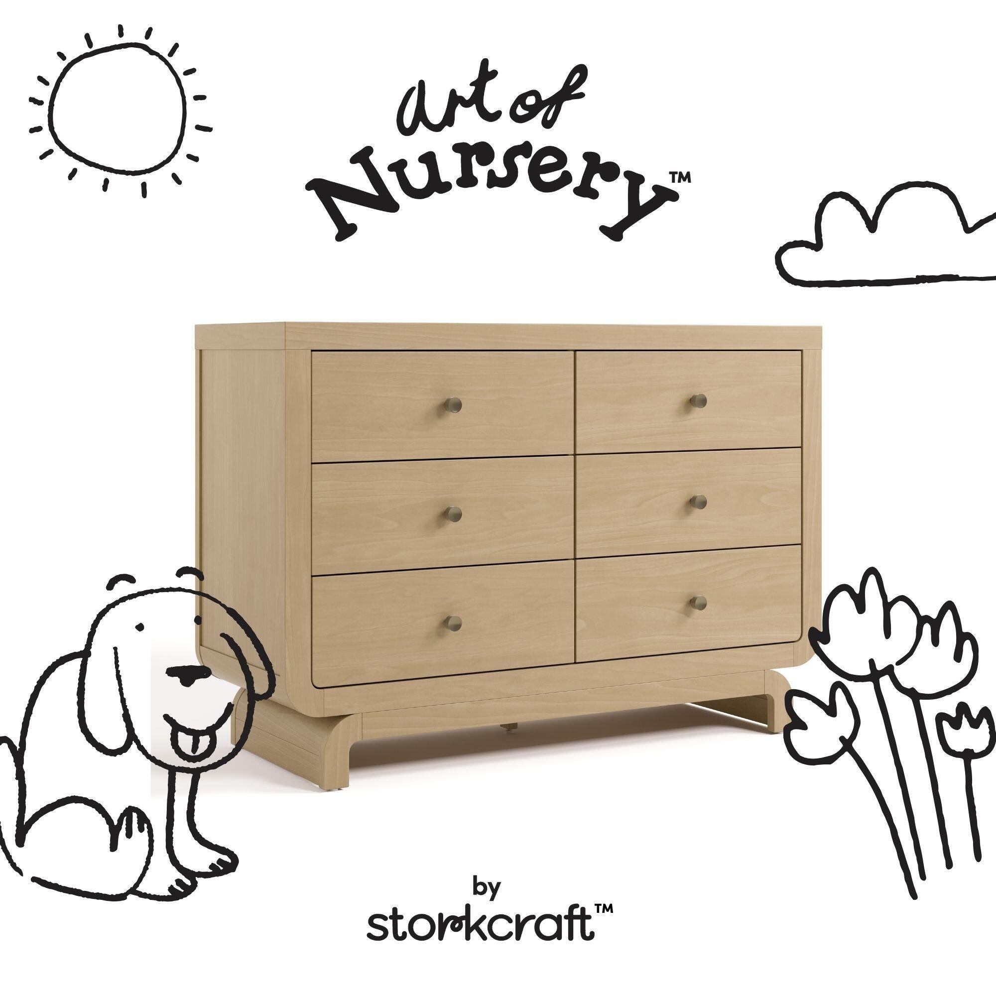 Storkcraft Santorini 6 Drawer Double Dresser, Driftwood, large