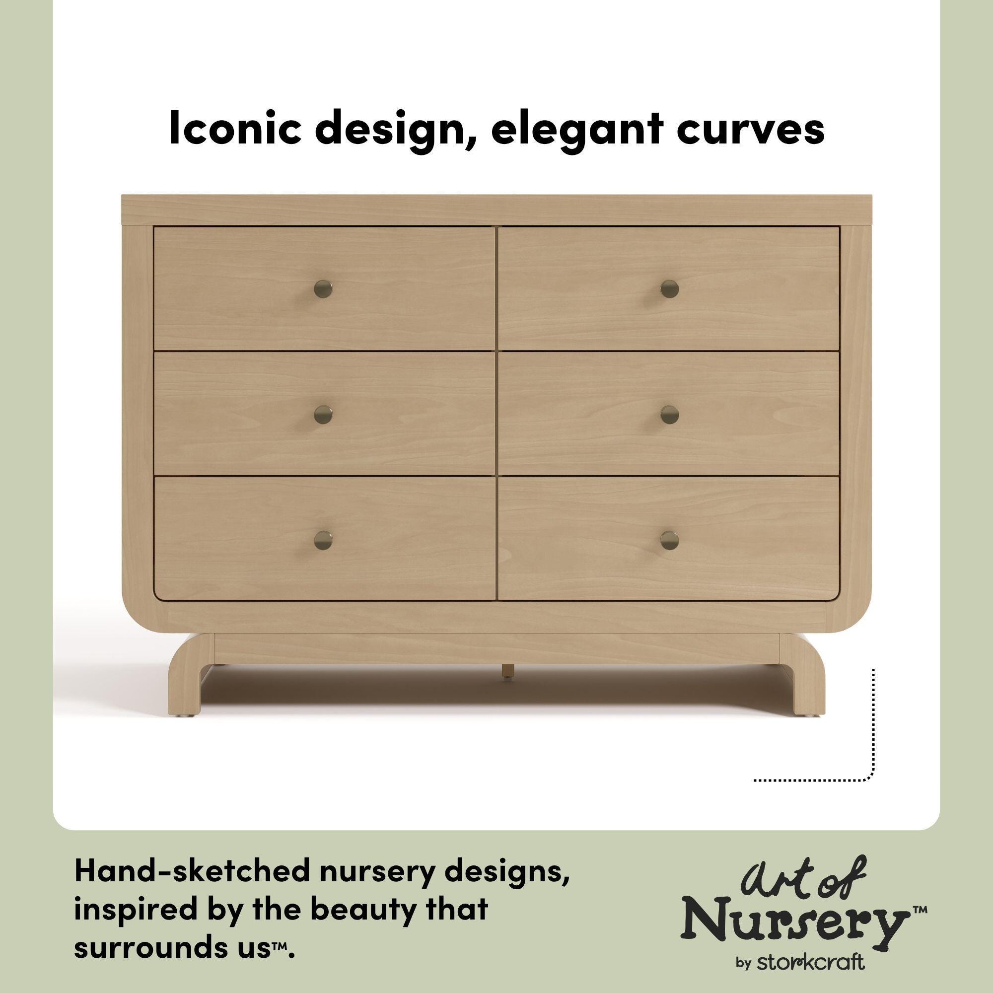 Storkcraft Santorini 6 Drawer Double Dresser, Driftwood, large