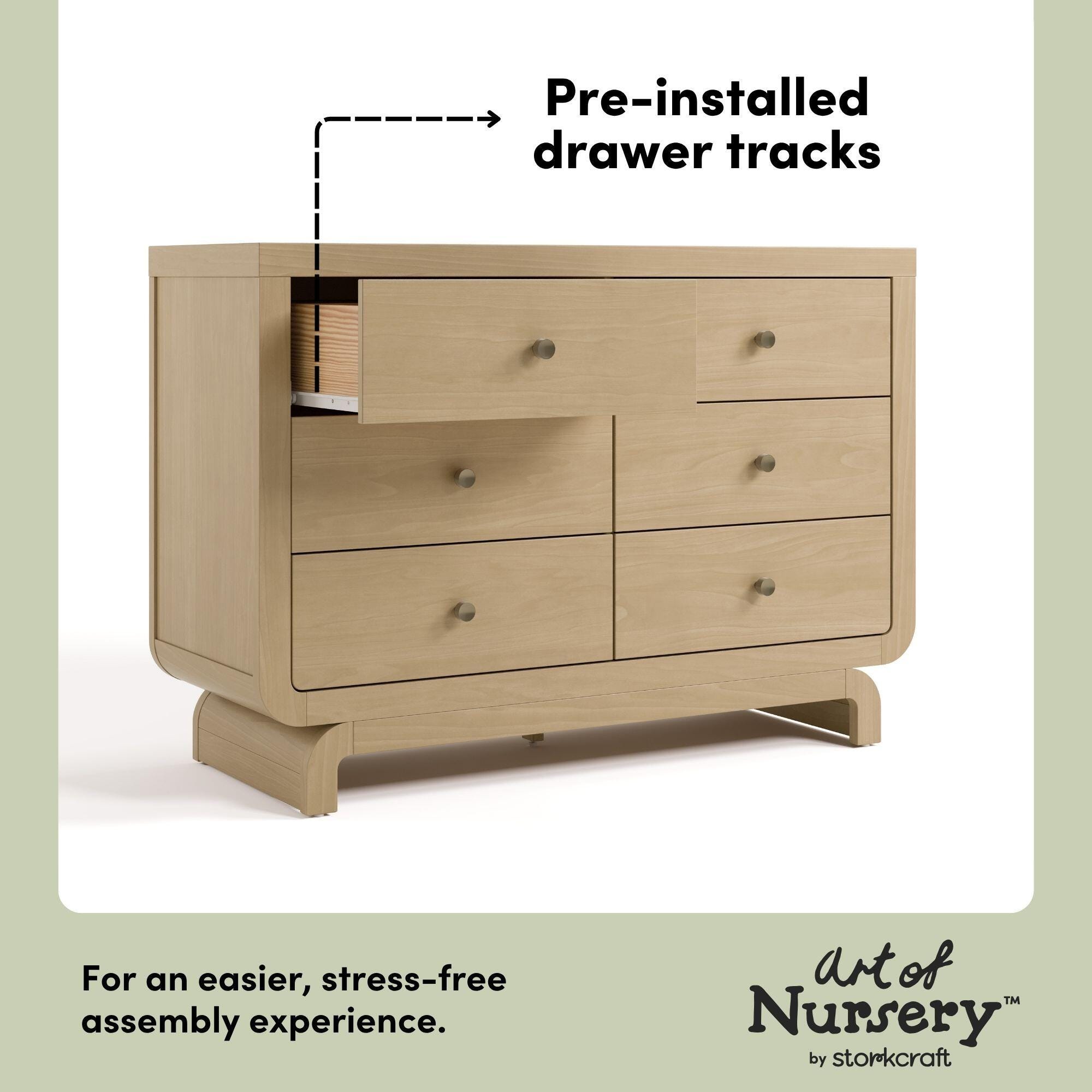 Storkcraft Santorini 6 Drawer Double Dresser, Driftwood, large