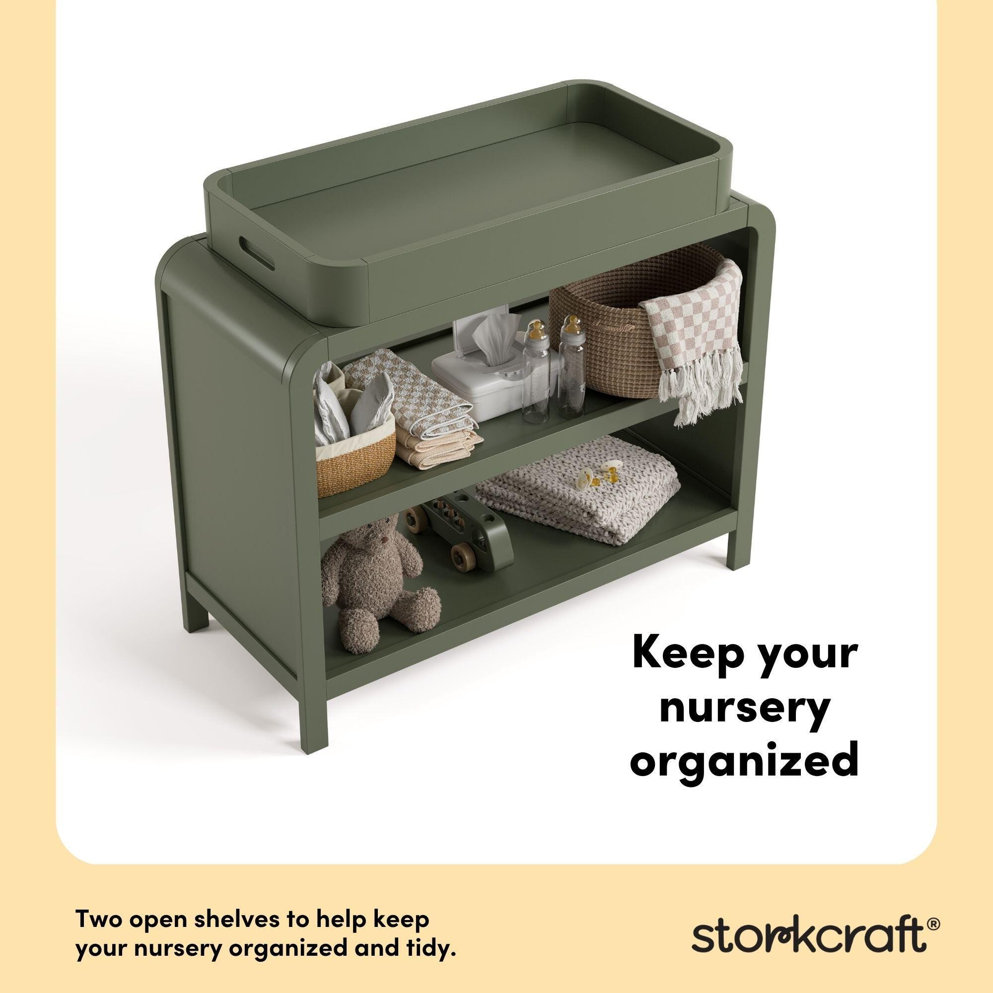 Storkcraft Santos Changing Table, Olive, large
