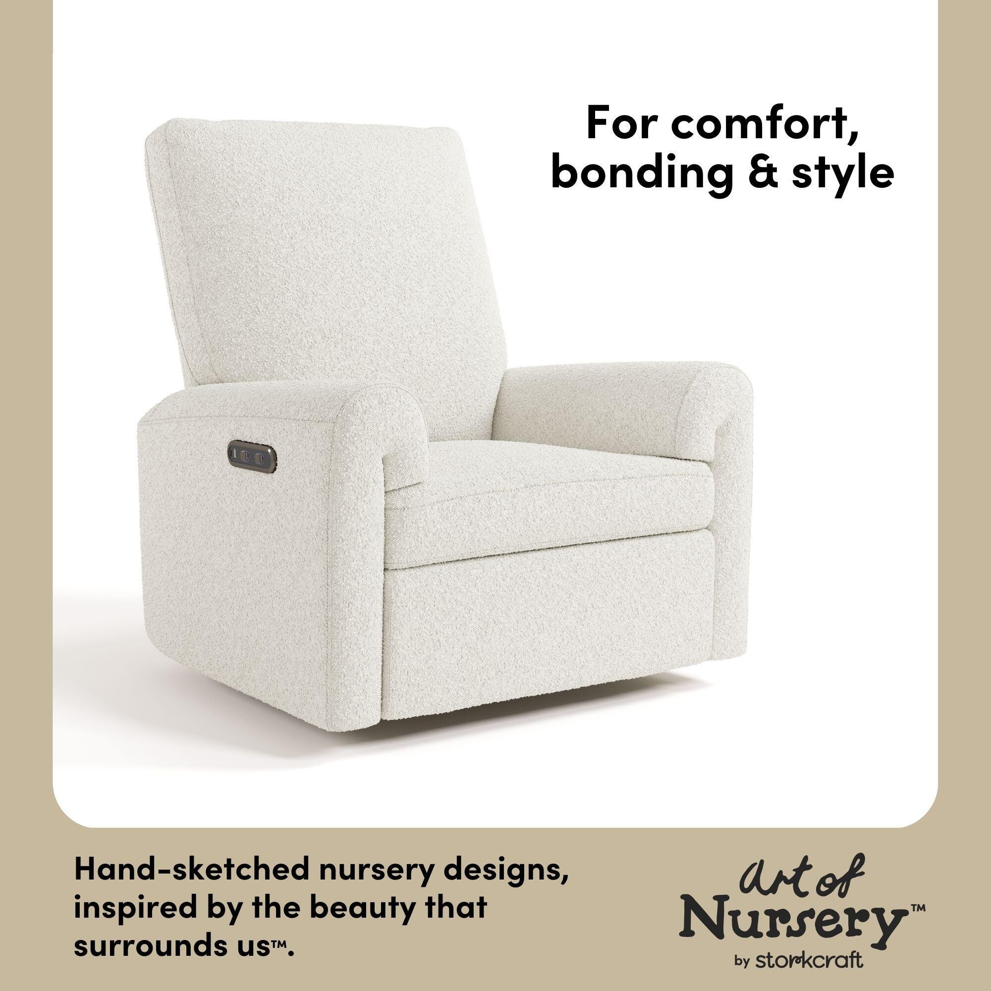 Storkcraft Sorrento Power Swivel Glider Recliner, Ivory, large