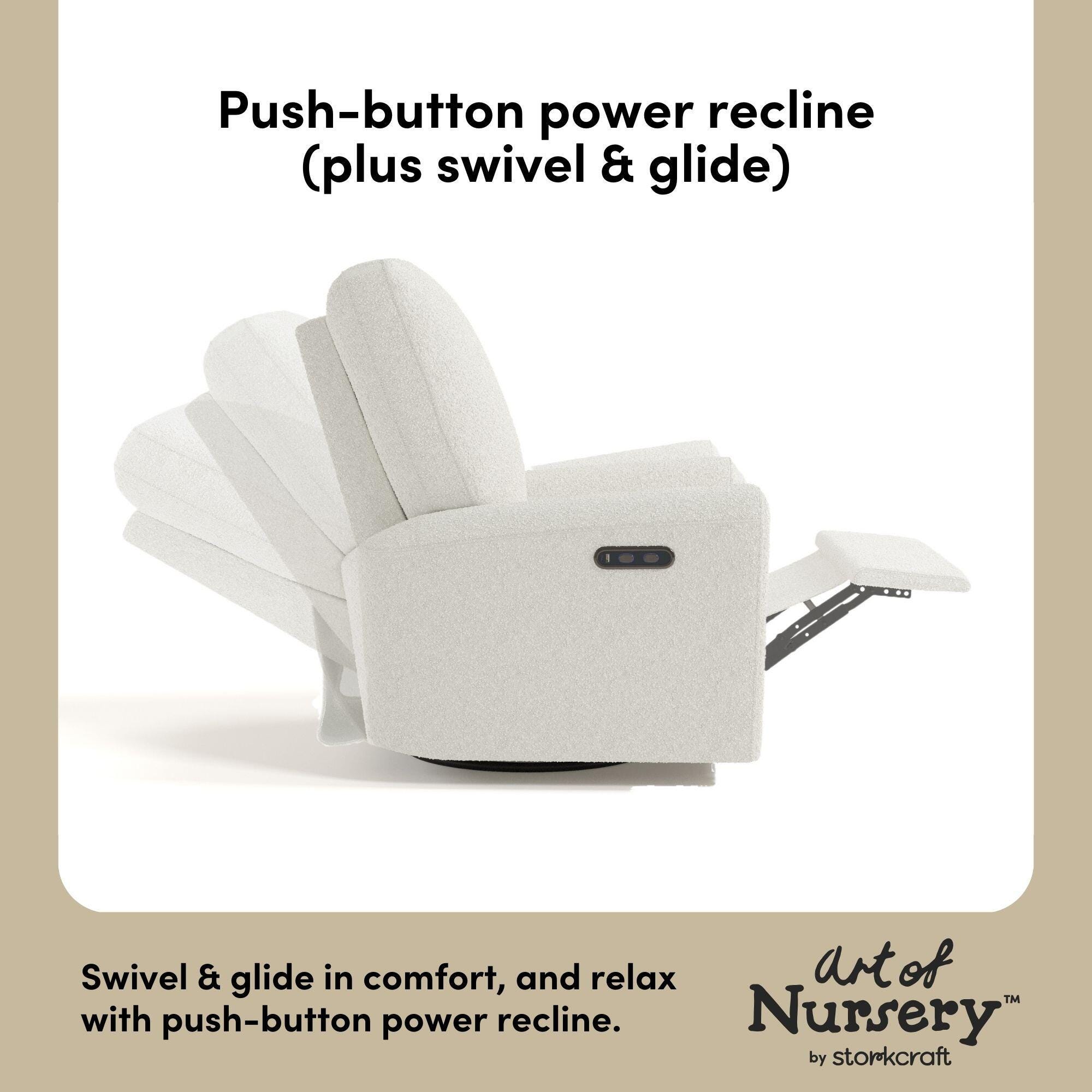 Storkcraft Sorrento Power Swivel Glider Recliner, Ivory, large
