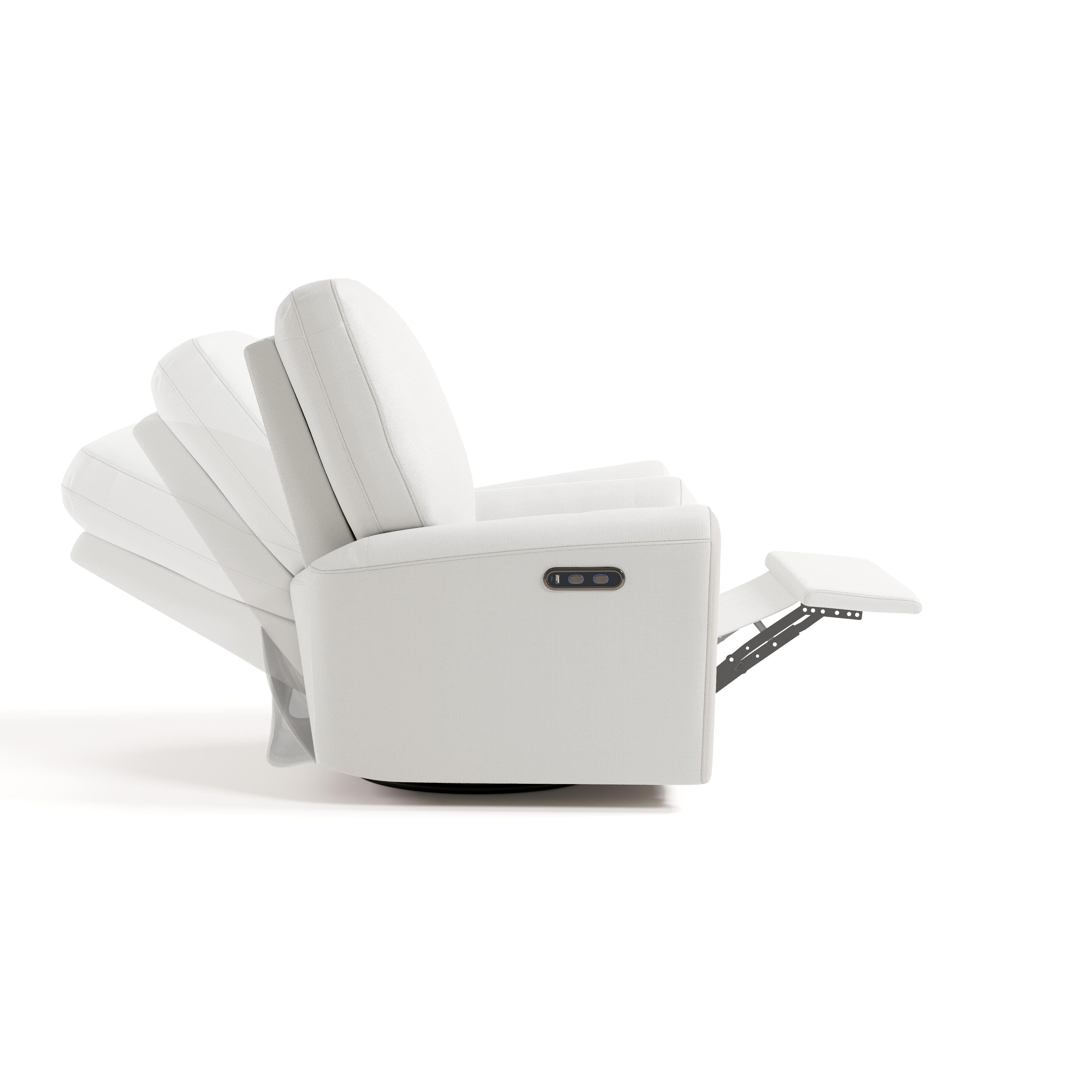 Storkcraft Sorrento Power Swivel Glider Recliner, White, large