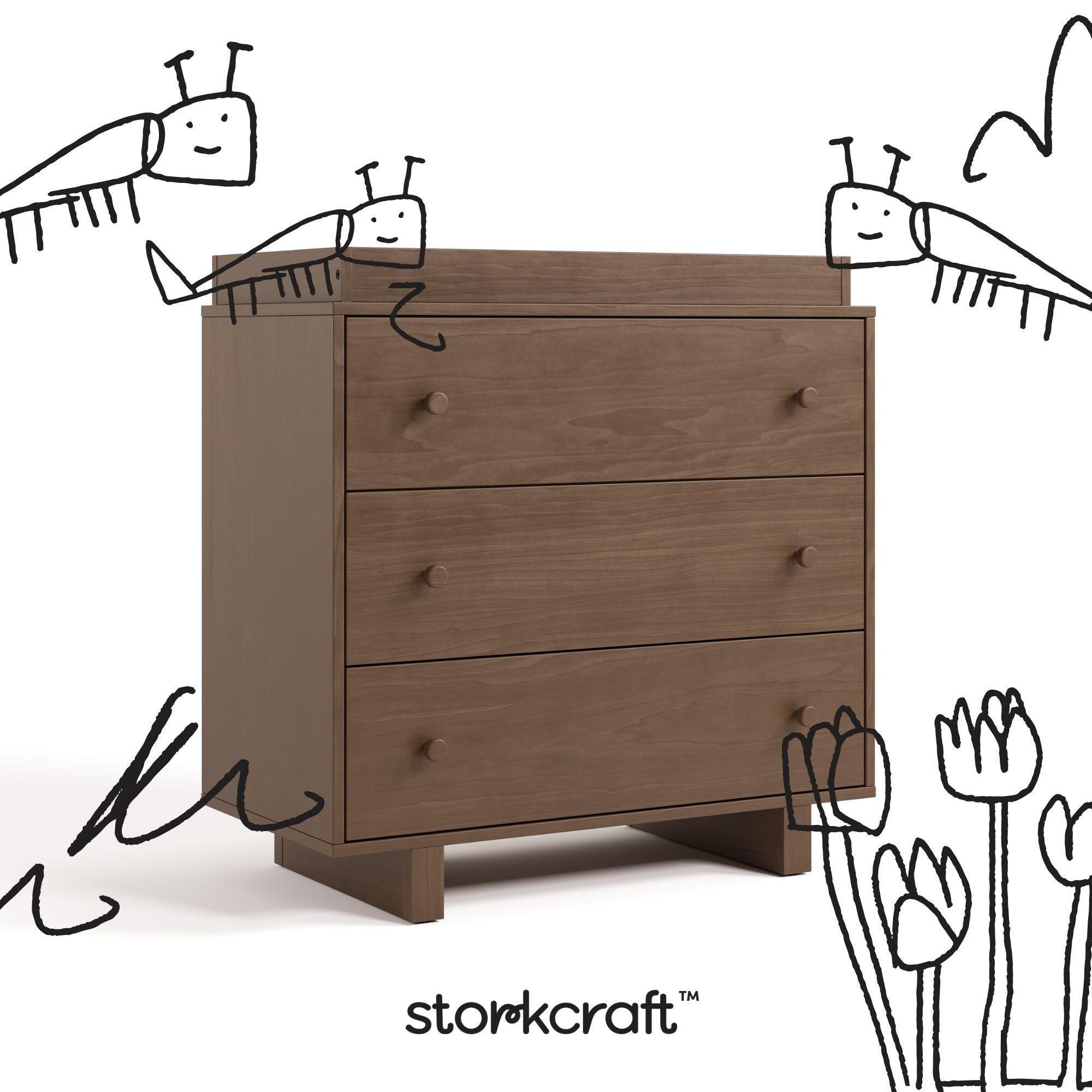 Storkcraft Texas 3 Drawer Chest with Removable Changing Topper, Hazelnut, large