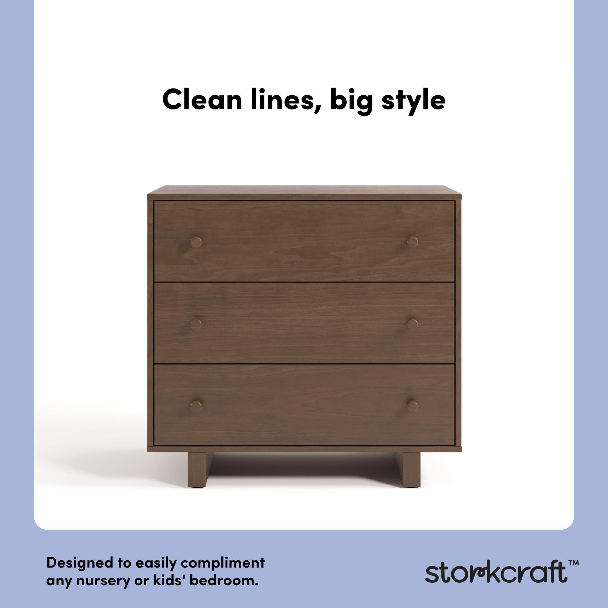 Storkcraft Texas 3 Drawer Chest with Removable Changing Topper, Hazelnut, large