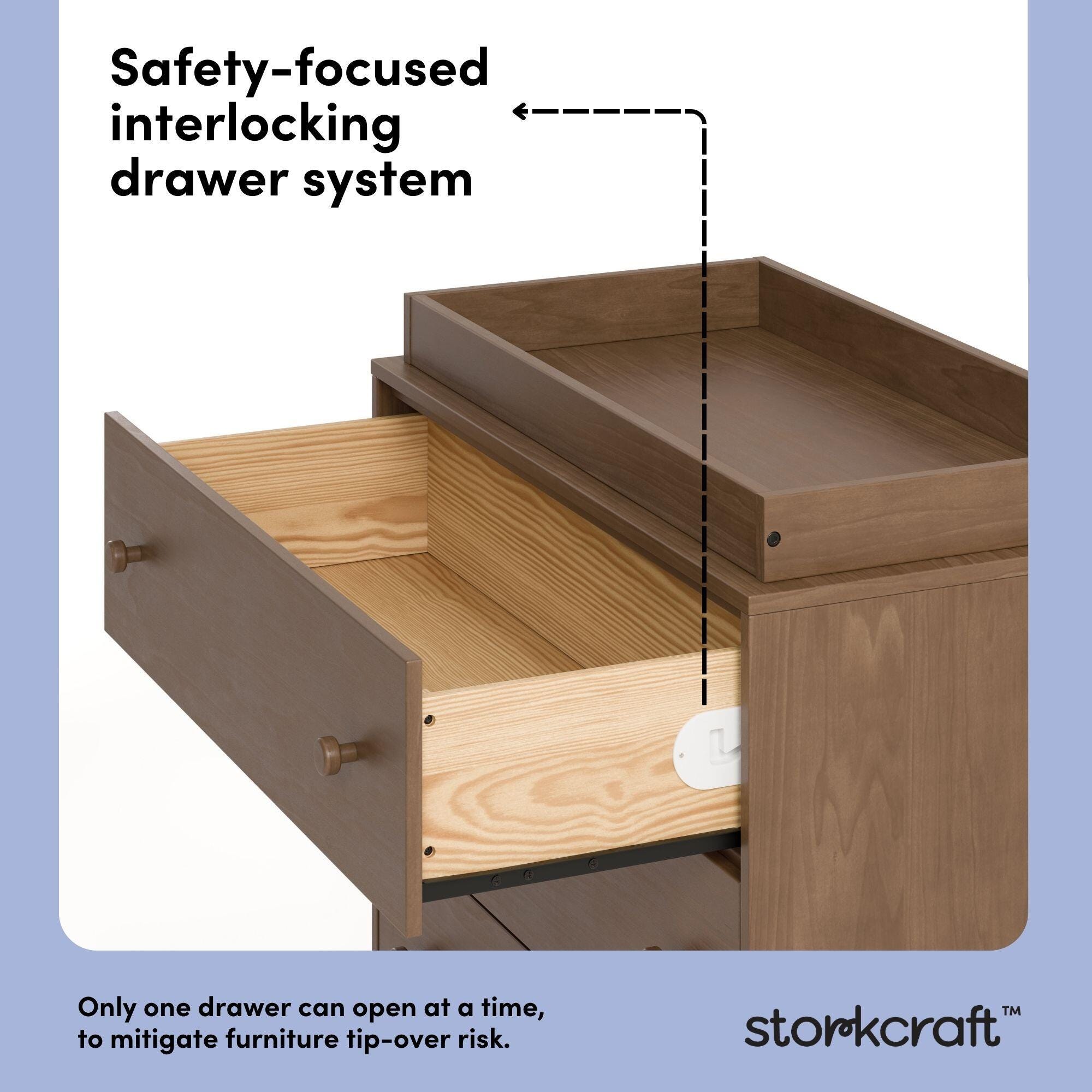 Storkcraft Texas 3 Drawer Chest with Removable Changing Topper, Hazelnut, large