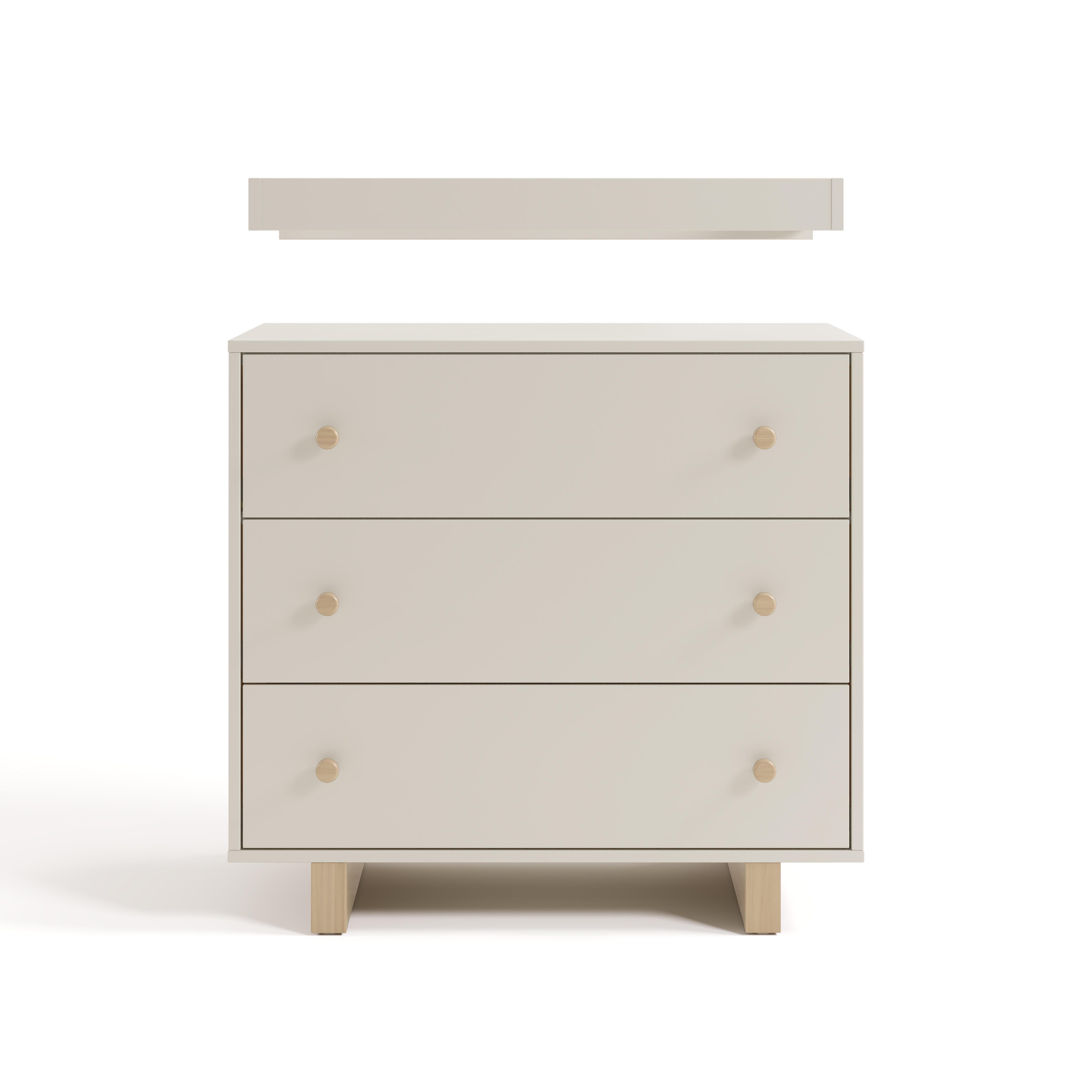 Storkcraft Texas 3 Drawer Chest with Removable Changing Topper, Frosted Oat/Driftwood, large