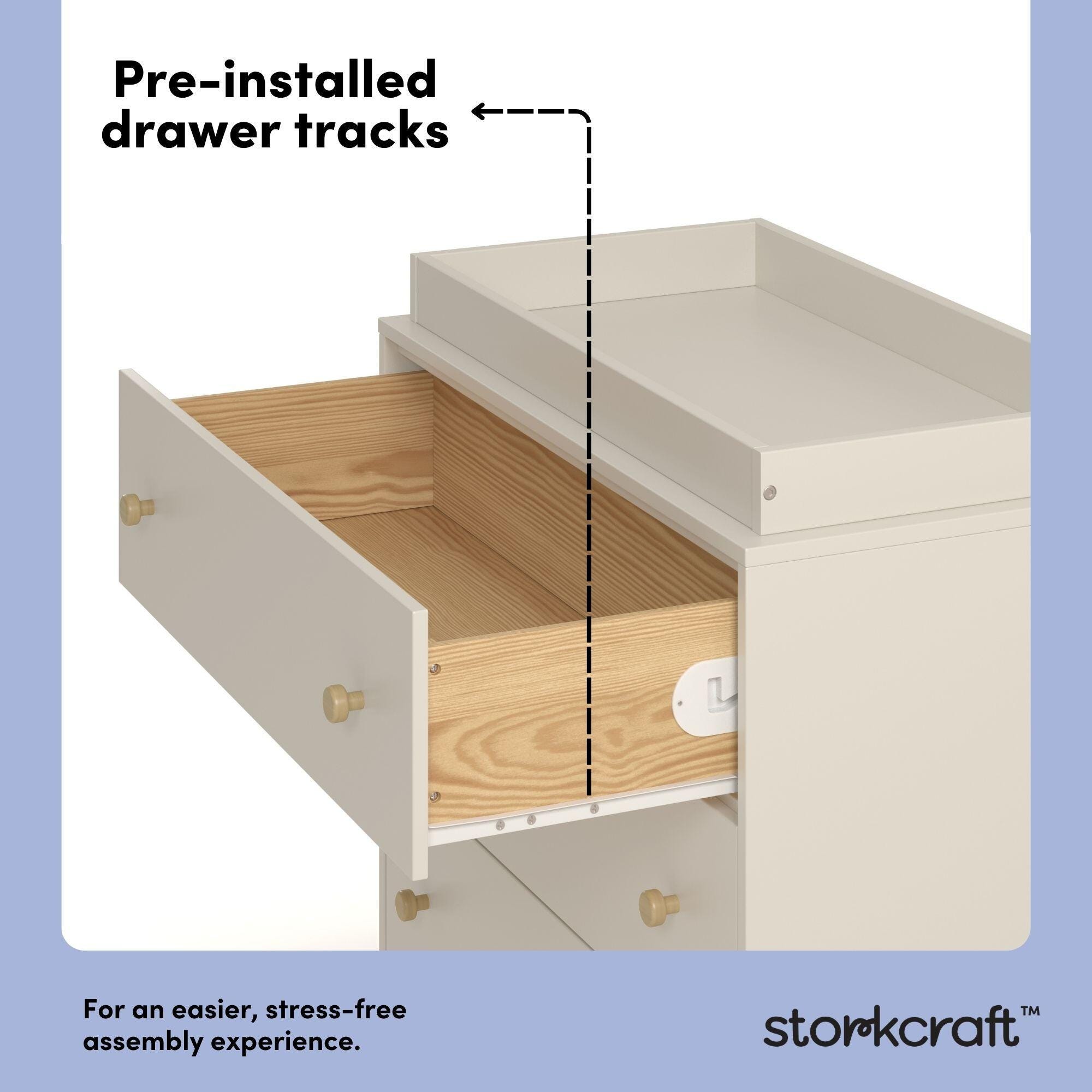 Storkcraft Texas 3 Drawer Chest with Removable Changing Topper, Frosted Oat/Driftwood, large