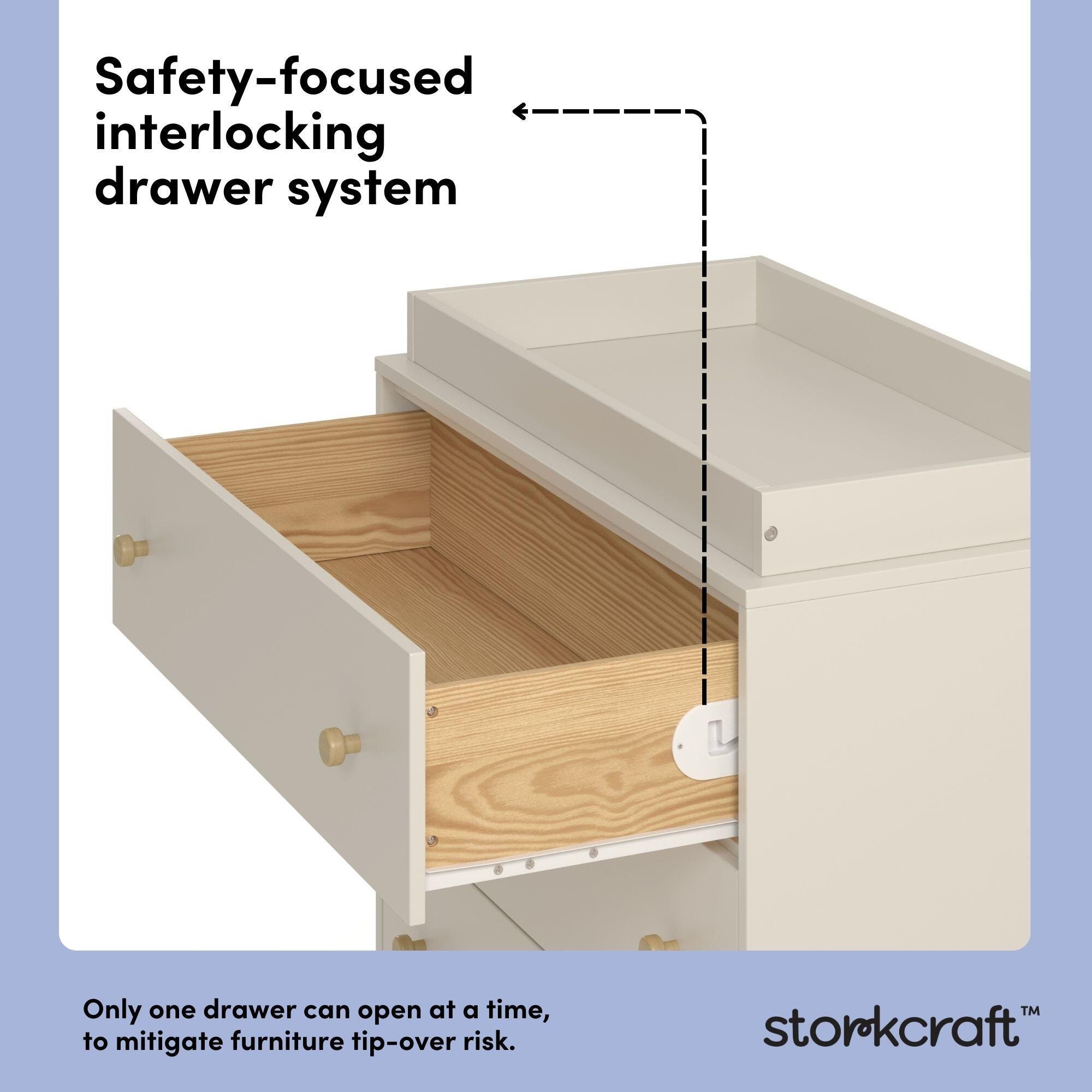 Storkcraft Texas 3 Drawer Chest with Removable Changing Topper, Frosted Oat/Driftwood, large