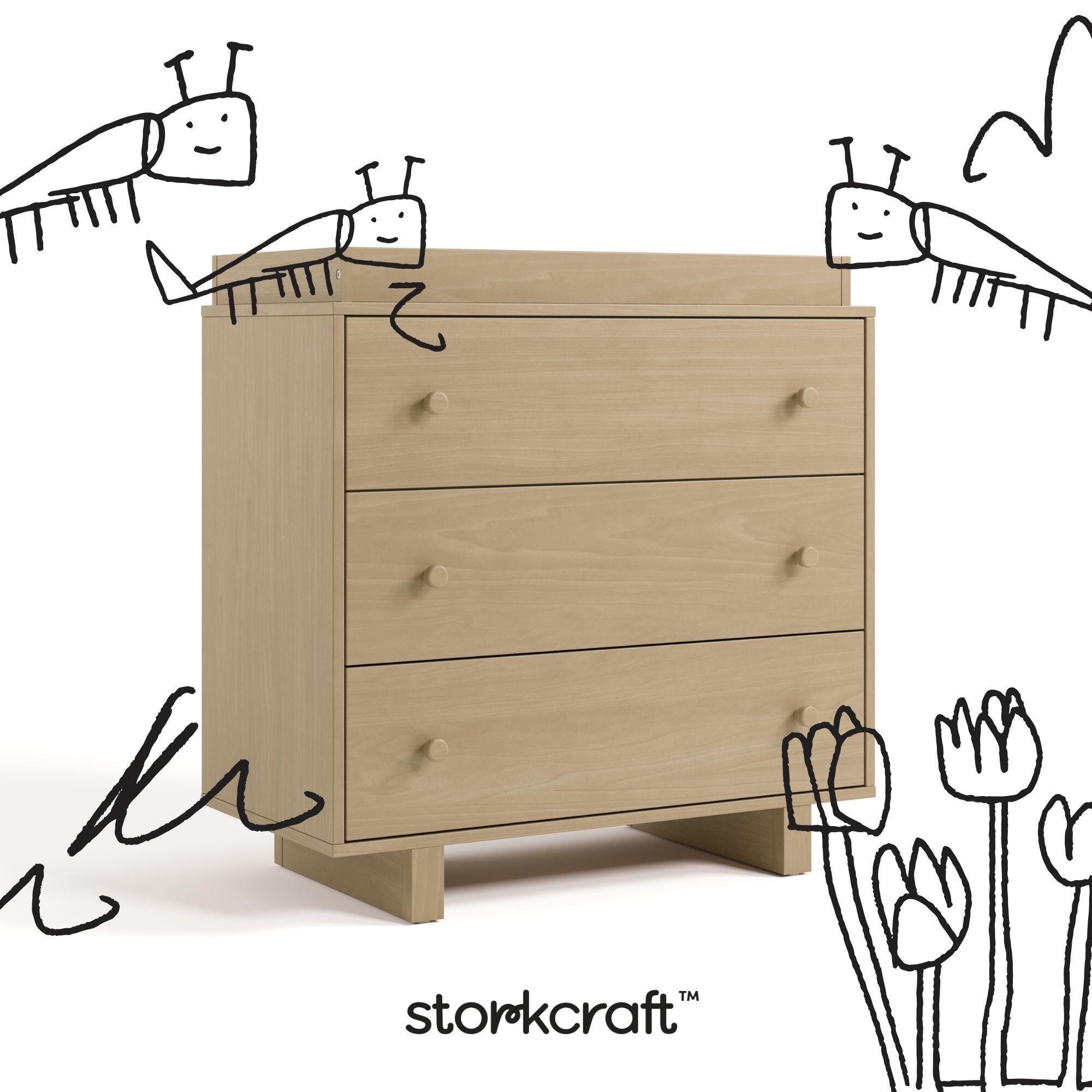 Storkcraft Texas 3 Drawer Chest with Removable Changing Topper, Driftwood, large
