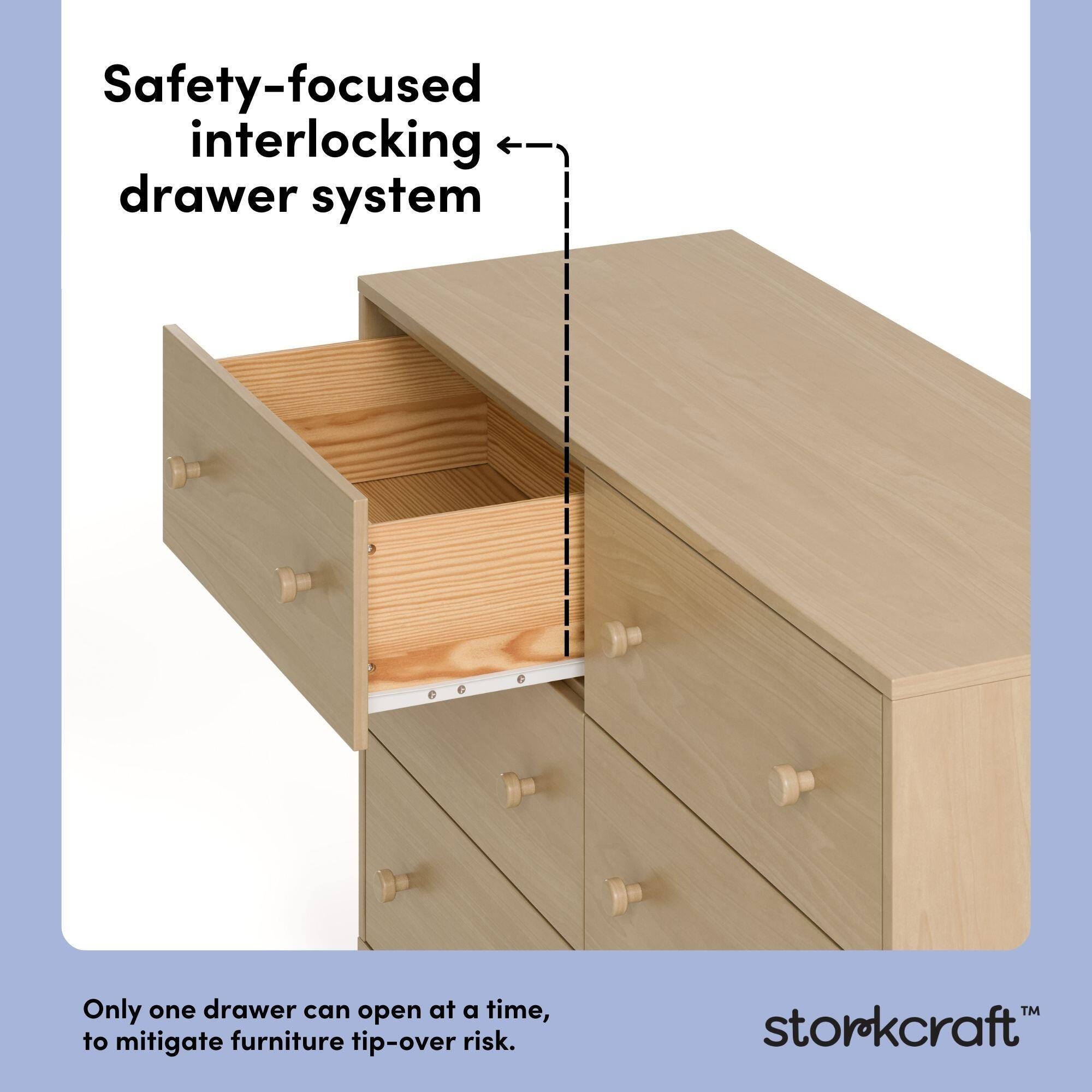 Storkcraft Texas 6 Drawer Double Dresser, Driftwood, large