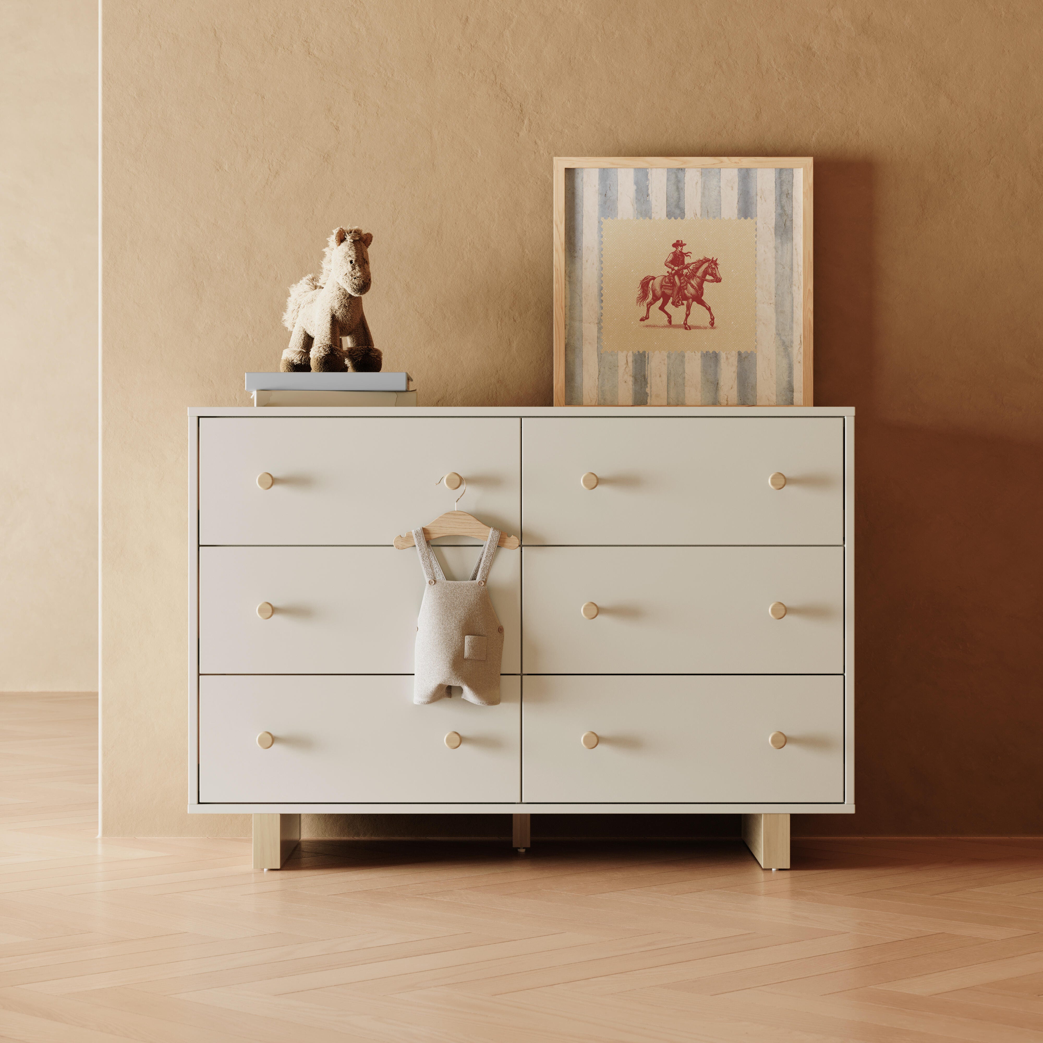 Storkcraft Texas 6 Drawer Double Dresser, Frosted Oat/Driftwood, rollover