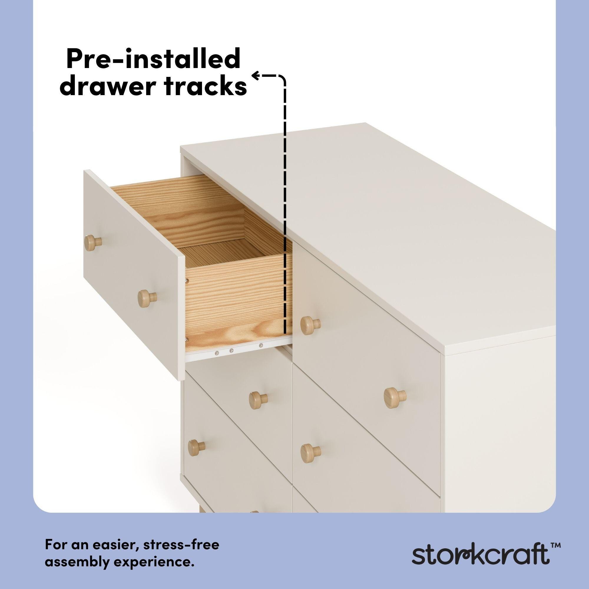 Storkcraft Texas 6 Drawer Double Dresser, Frosted Oat/Driftwood, large