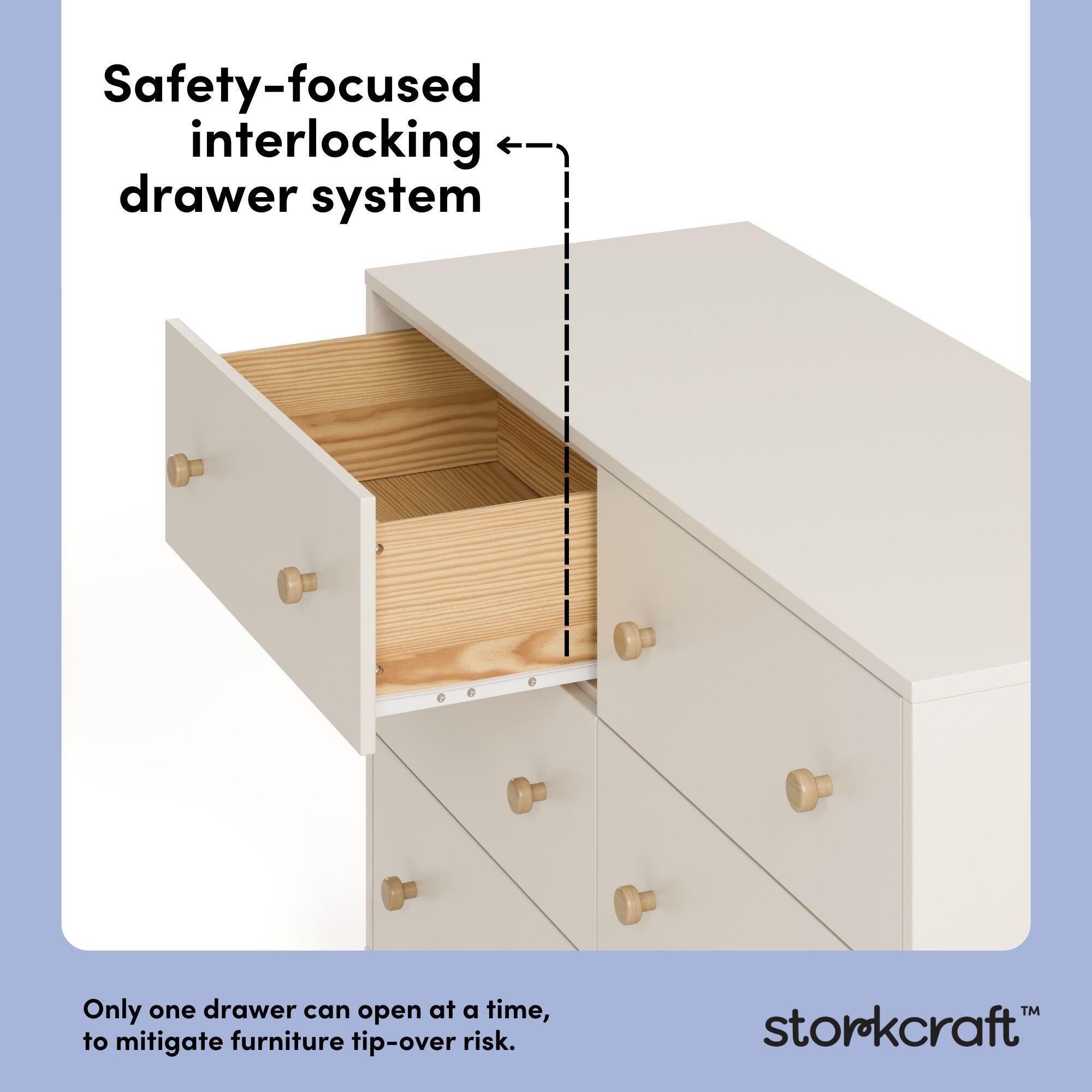 Storkcraft Texas 6 Drawer Double Dresser, Frosted Oat/Driftwood, large