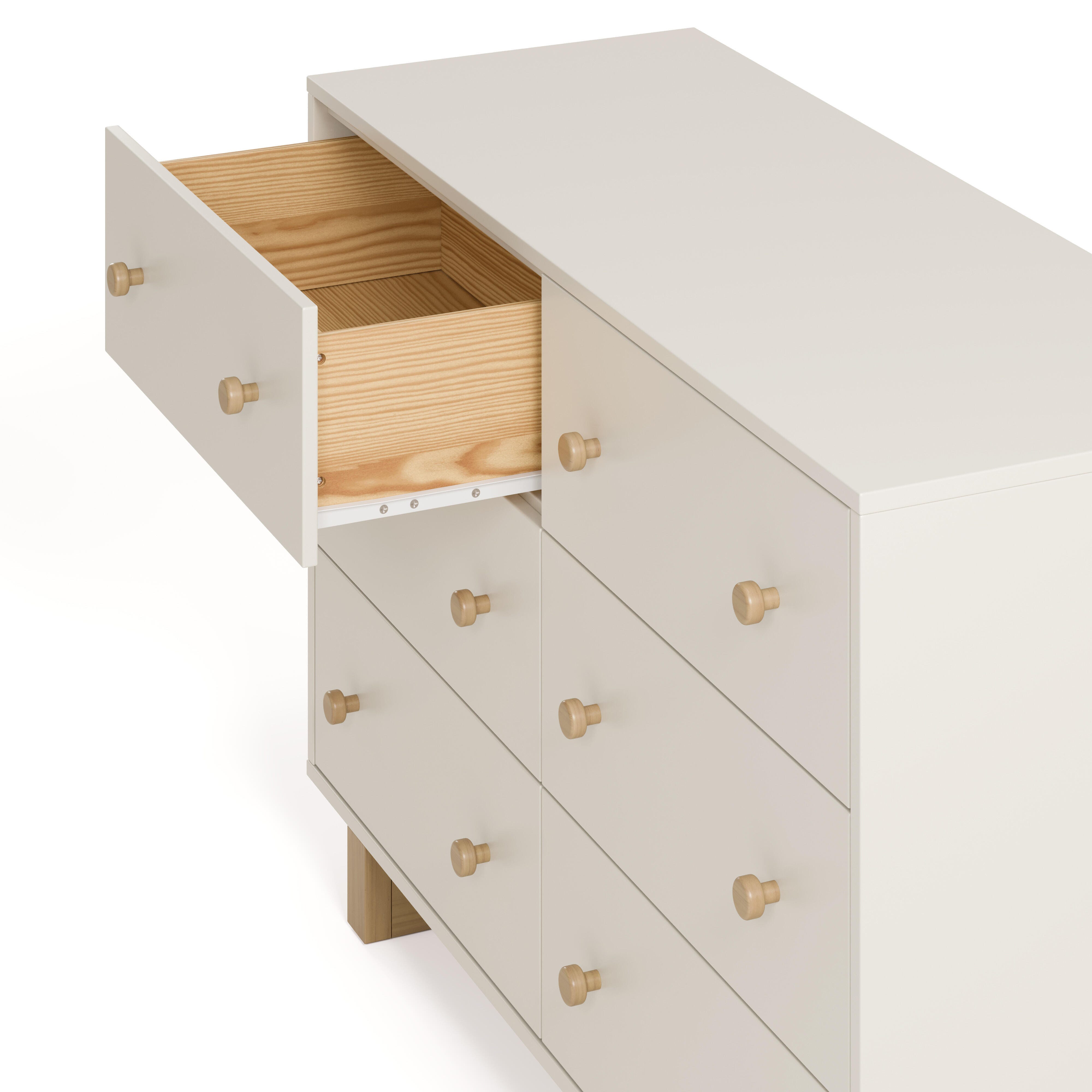 Storkcraft Texas 6 Drawer Double Dresser, Frosted Oat/Driftwood, large