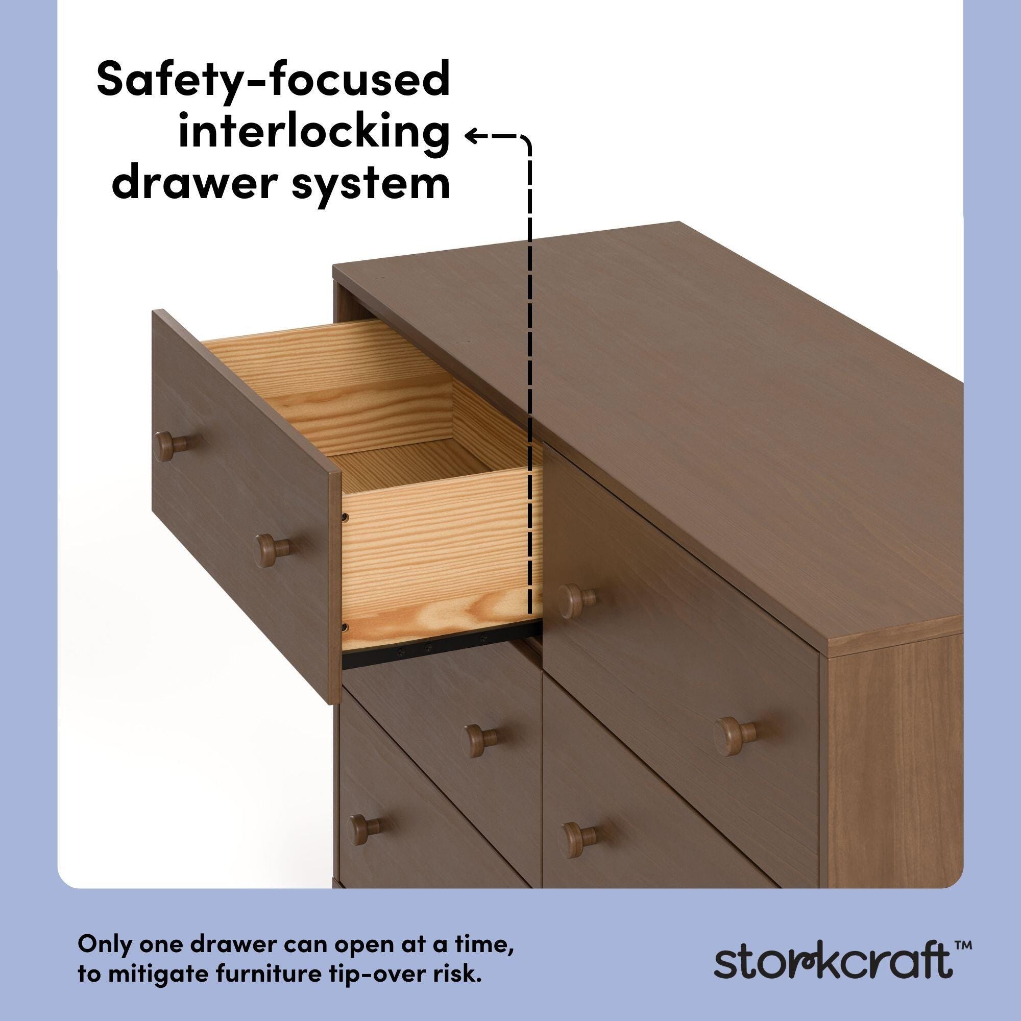 Storkcraft Texas 6 Drawer Double Dresser, Hazelnut, large
