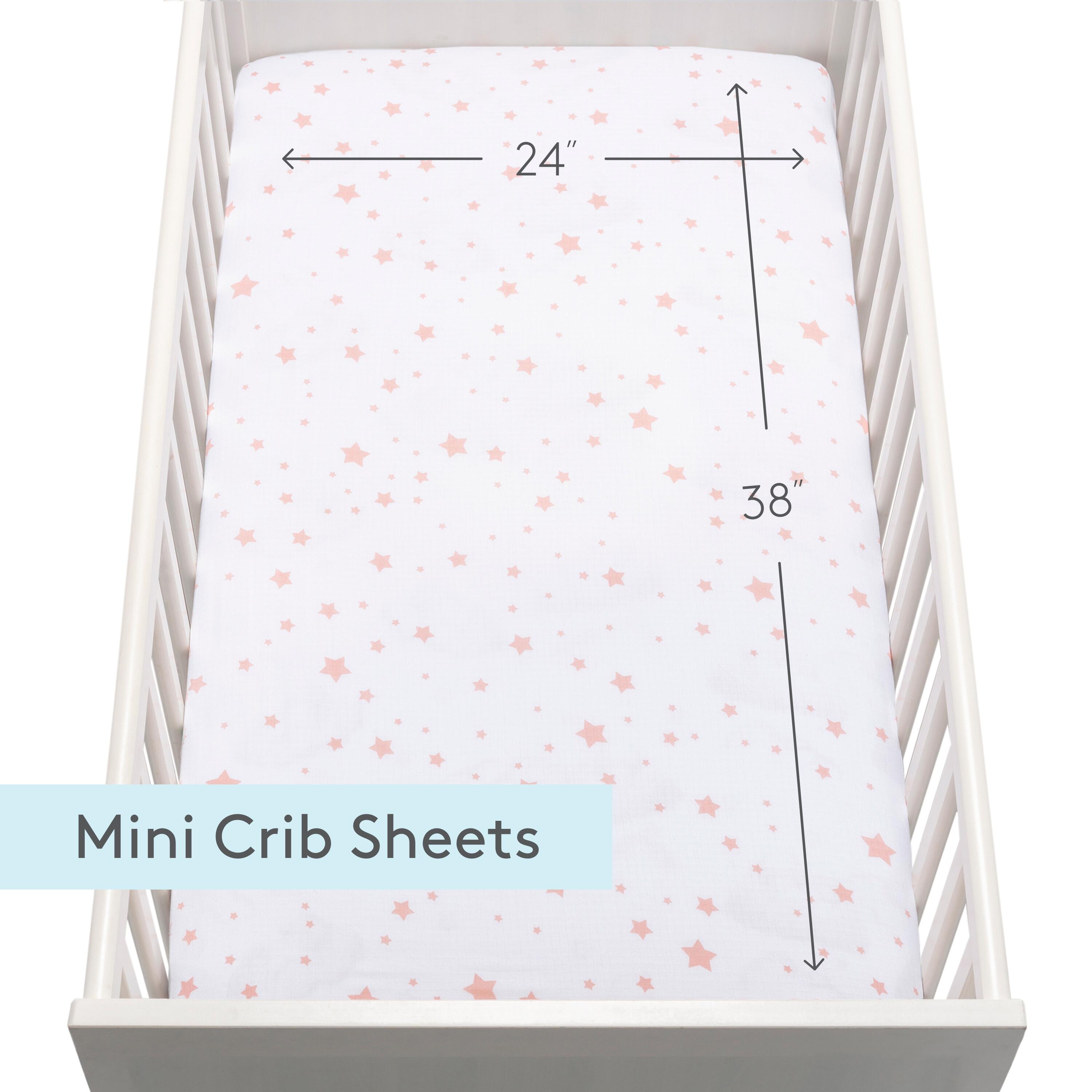Newton Baby Starry Mini Crib Sheets (Set of 2), Pink/White, large