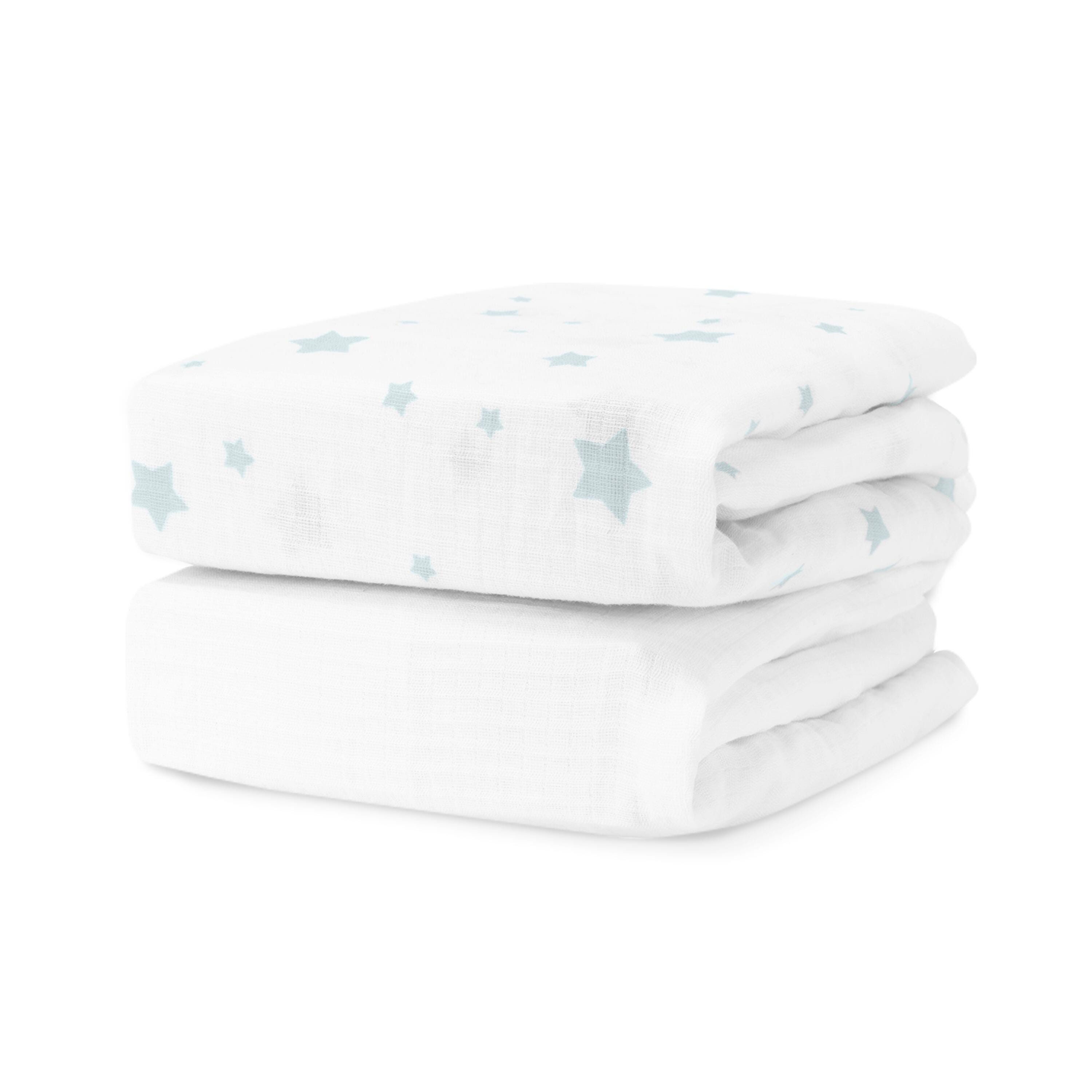 Newton Baby Starry Crib Sheets (Set of 2), Blue/White, large