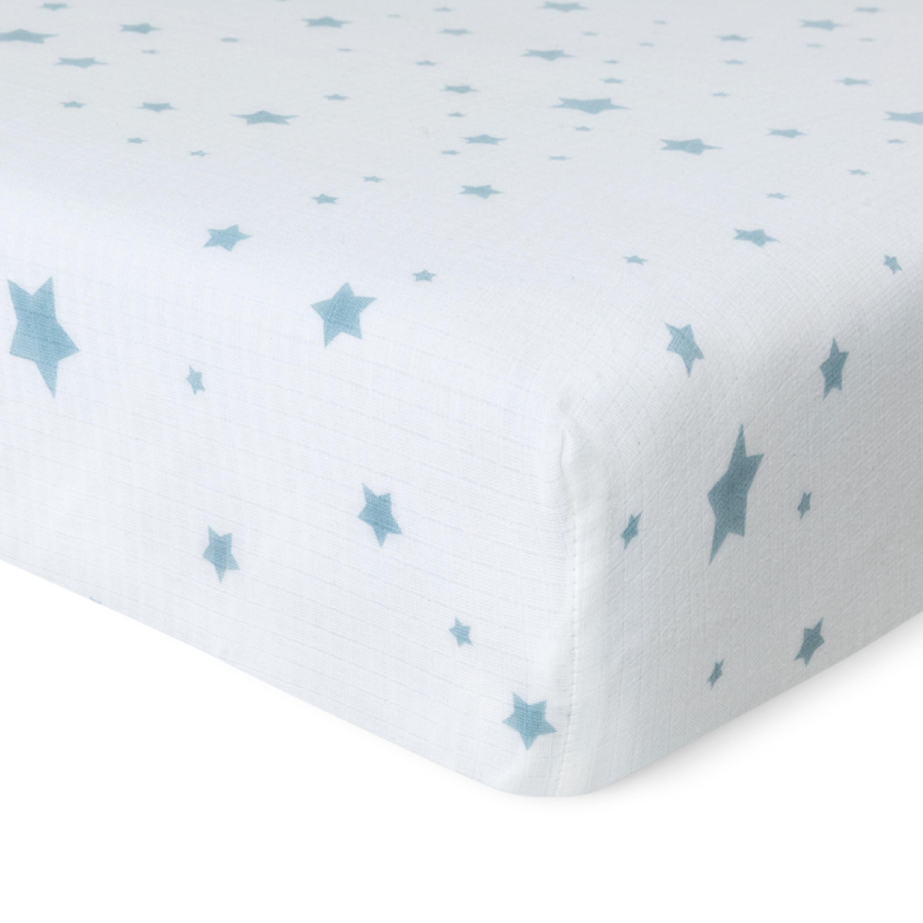 Newton Baby Starry Crib Sheets (Set of 2), Blue/White, large