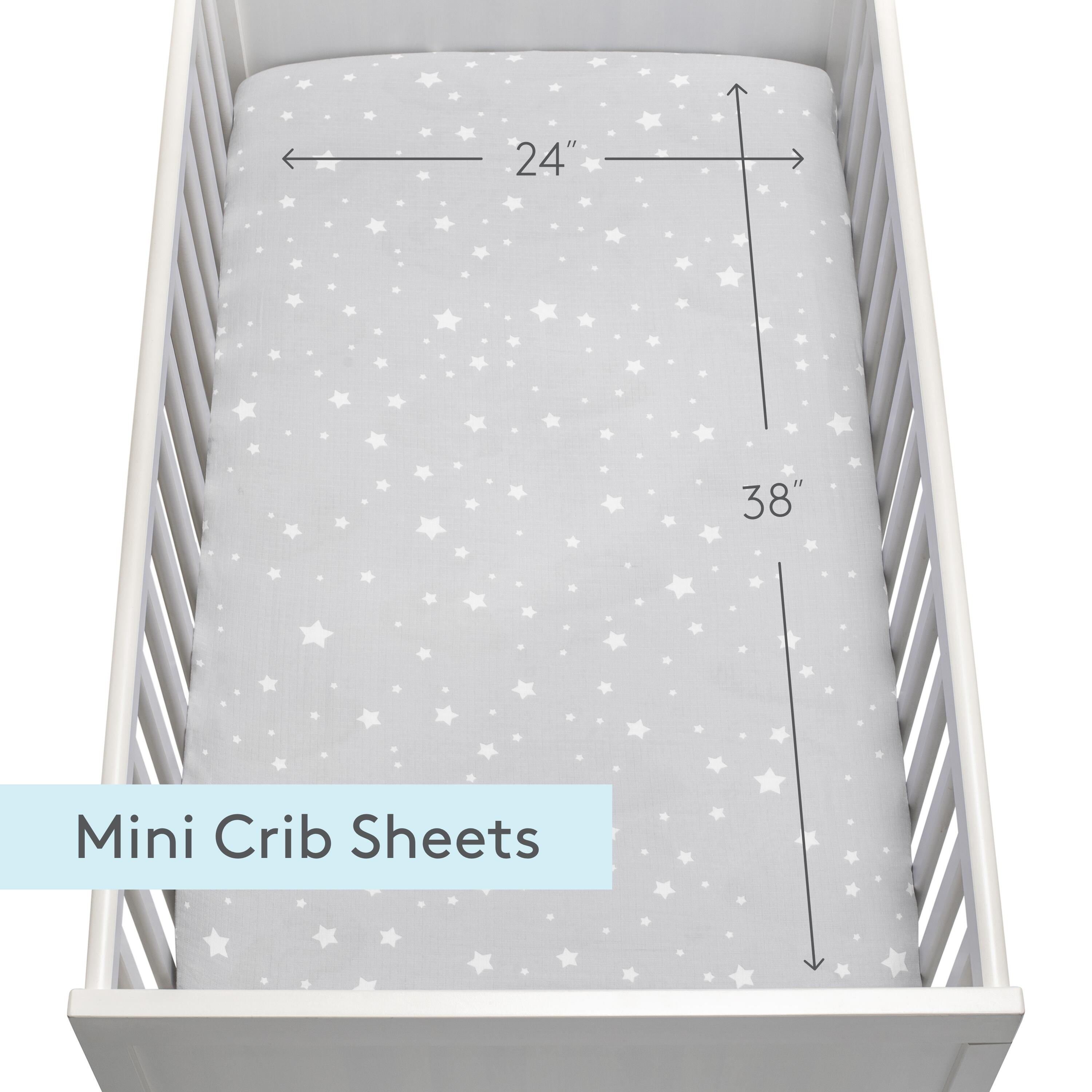 Newton Baby Starry Mini Crib Sheets (Set of 2), Gray/White, rollover