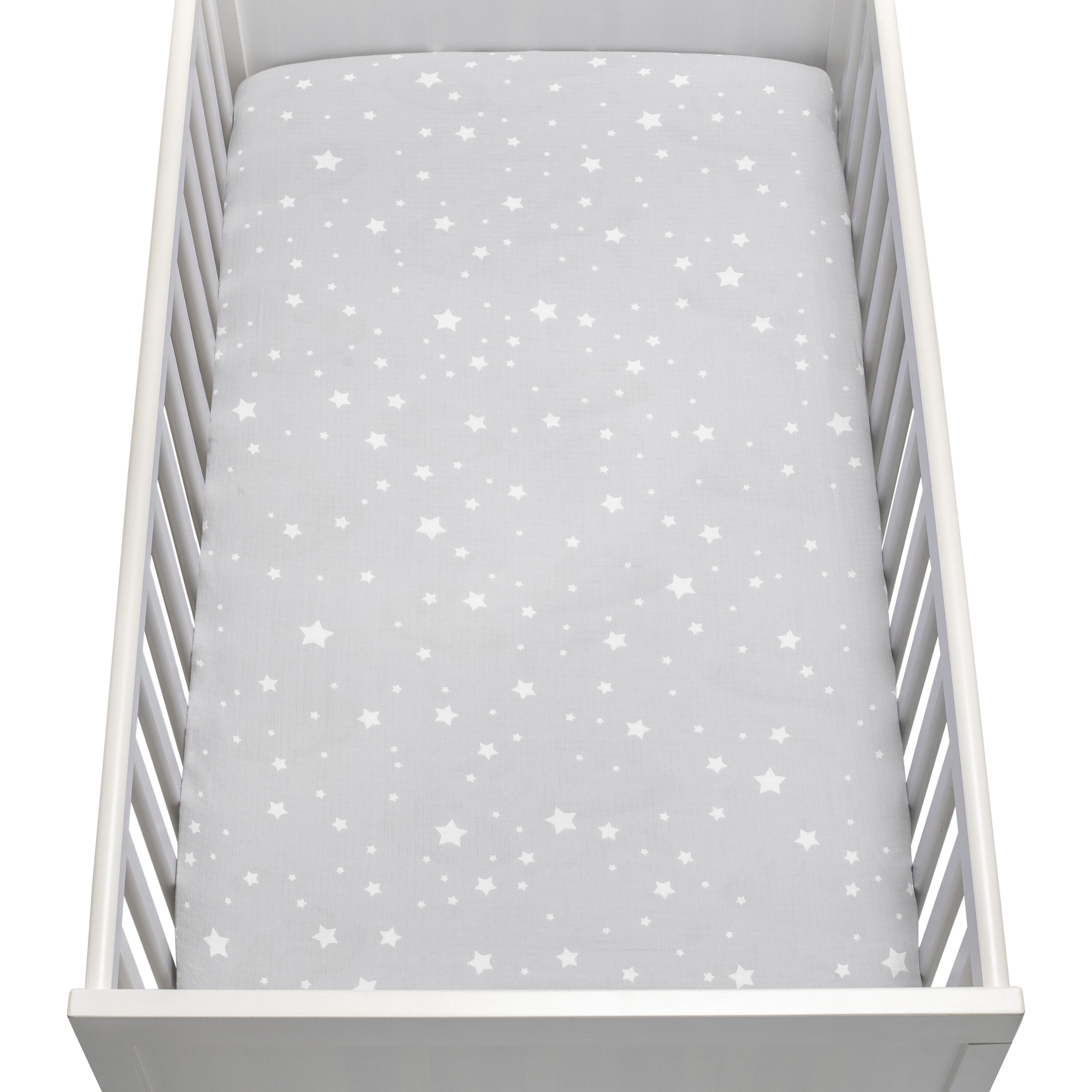 Newton Baby Starry Mini Crib Sheets (Set of 2), Gray/White, large