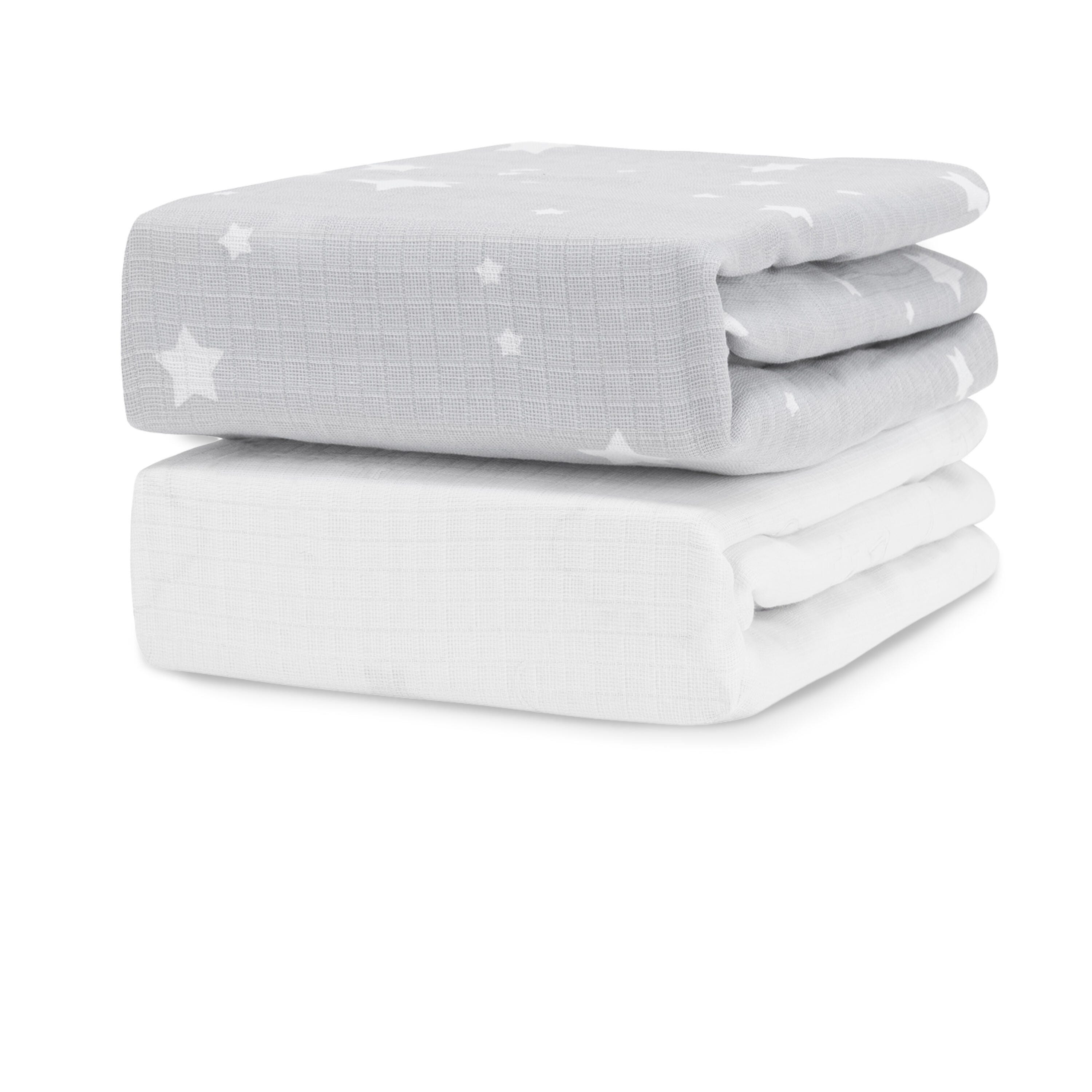 Newton Baby Starry Crib Sheets (Set of 2), Gray/White, large