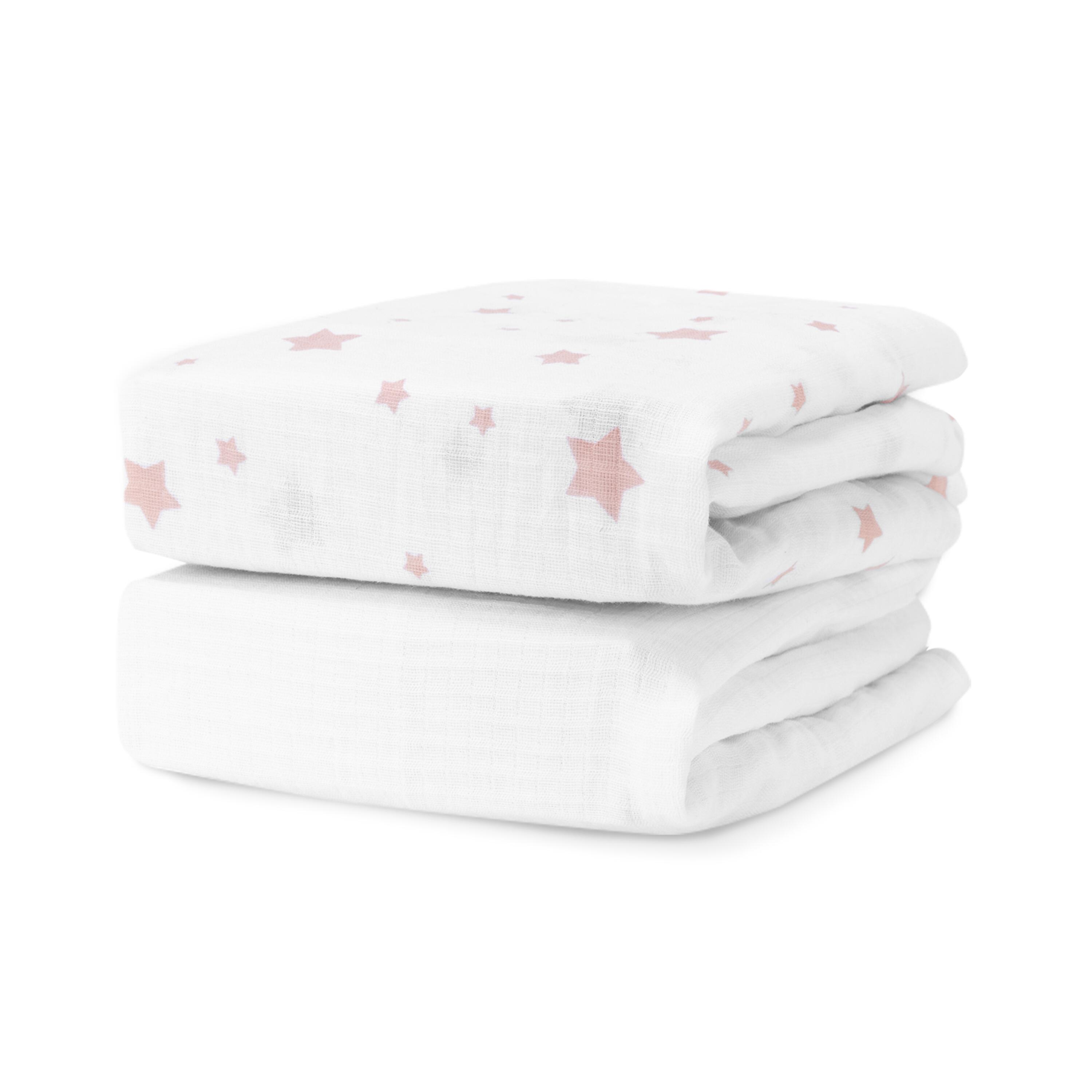 Newton Baby Starry Crib Sheets (Set of 2), Pink/White, large