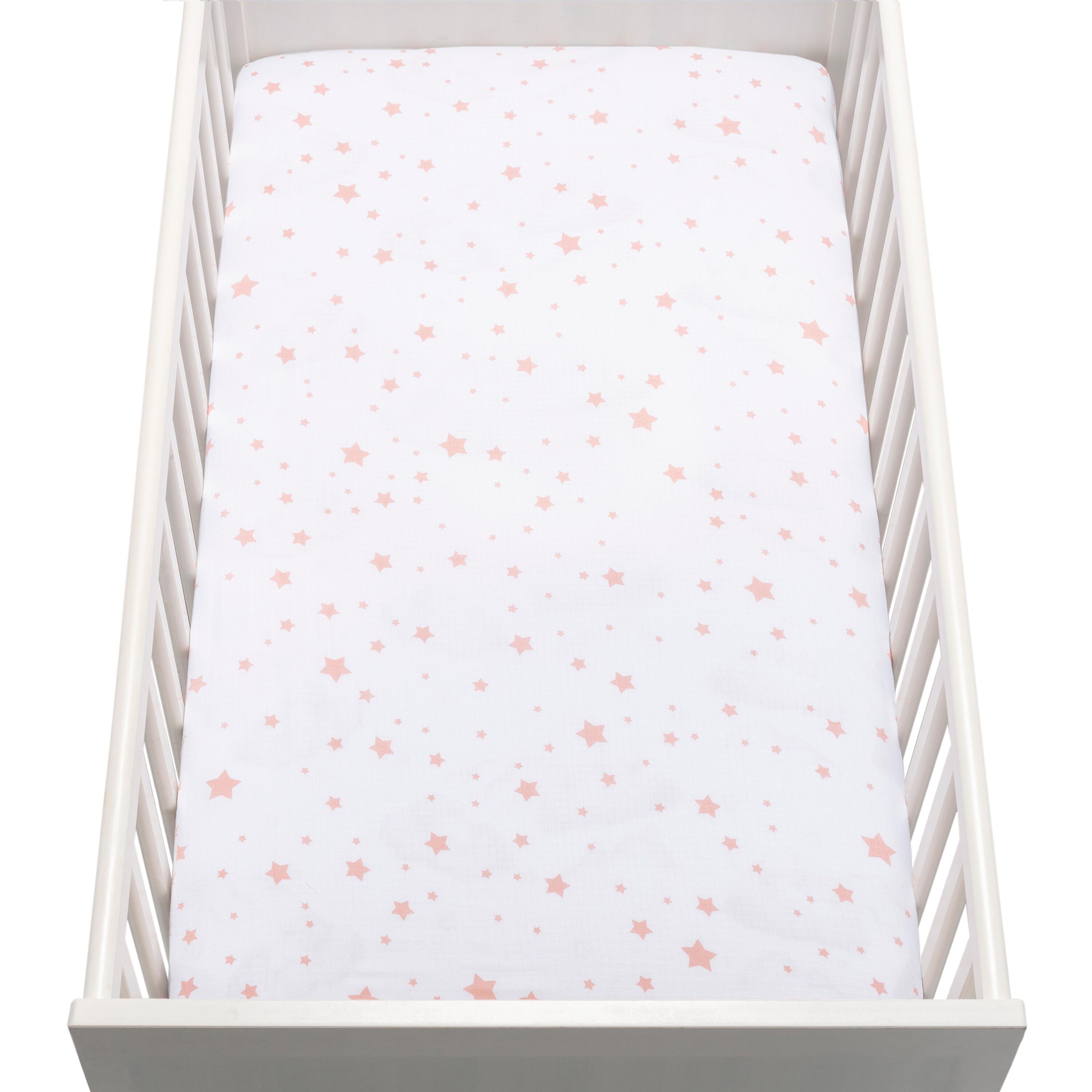 Newton Baby Starry Crib Sheets (Set of 2), Pink/White, large