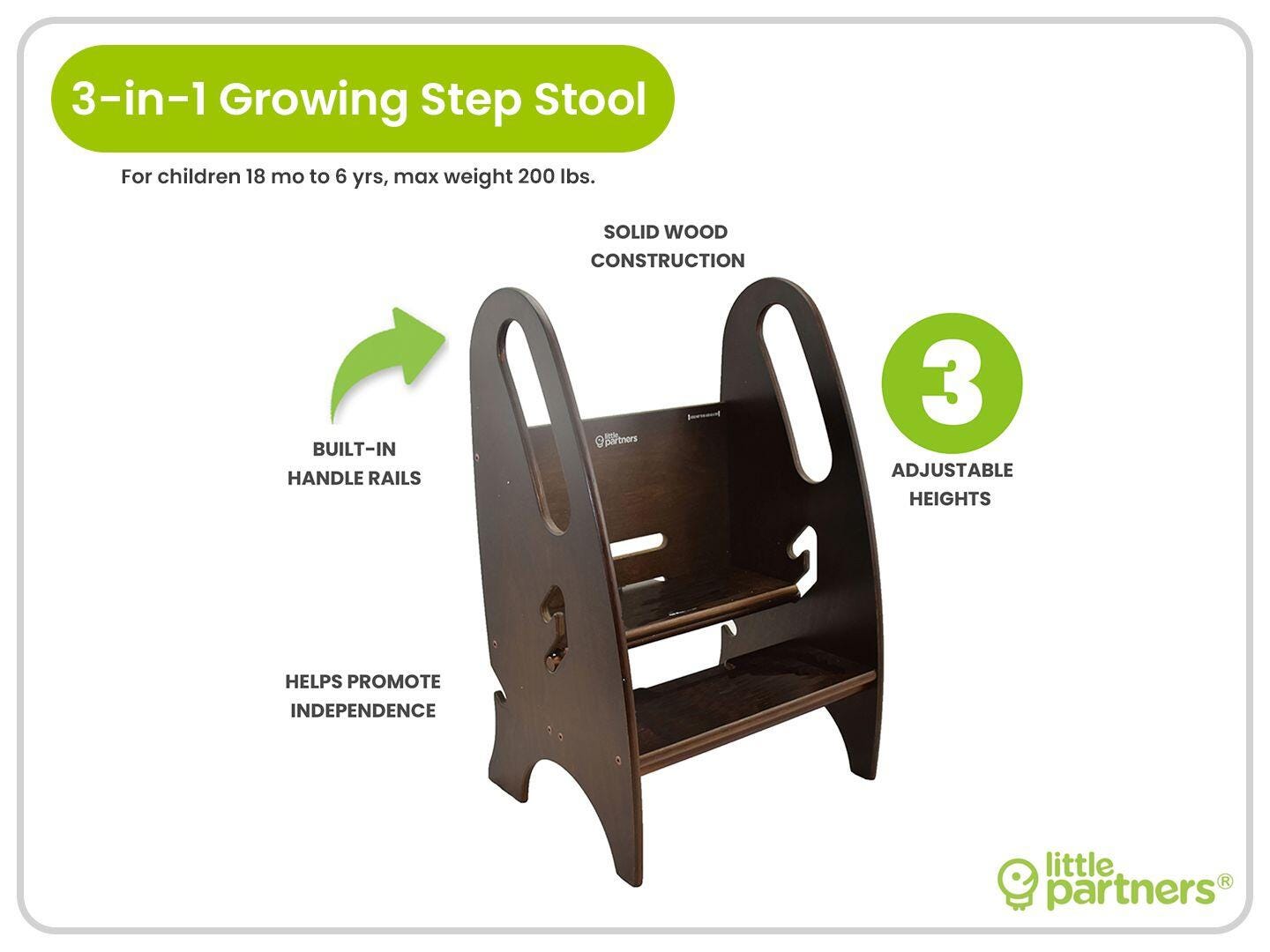 Little Partners 3-in-1 Step Stool, Espresso, large