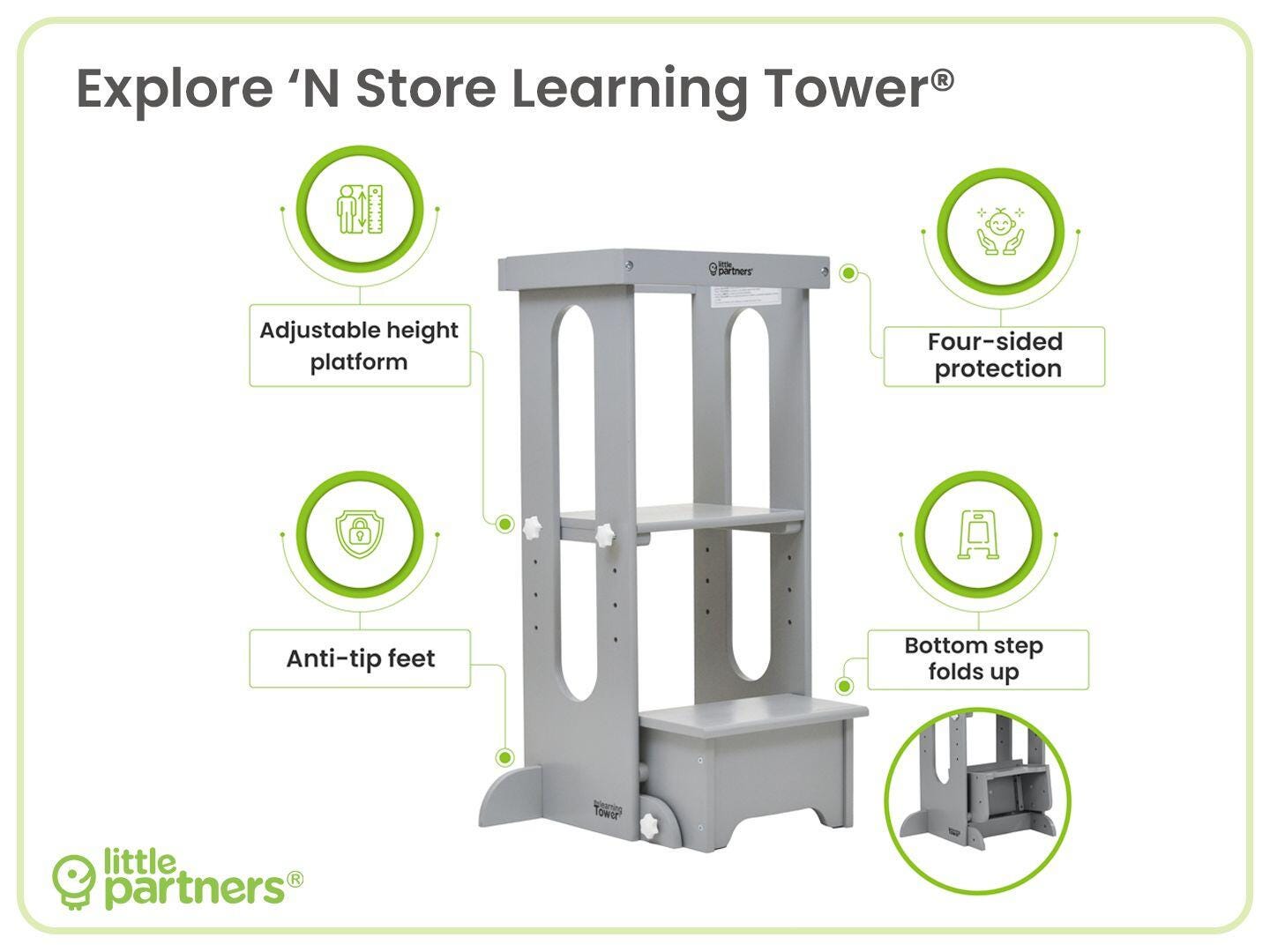 Little Partners Learning Tower, Silver Drop, large