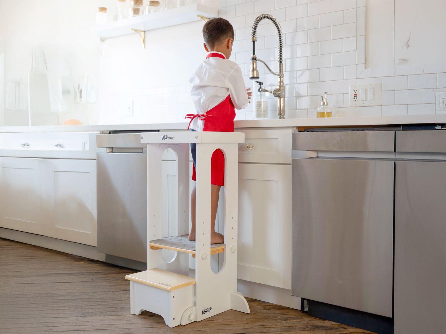 Little Partners Learning Tower, White/Natural, rollover