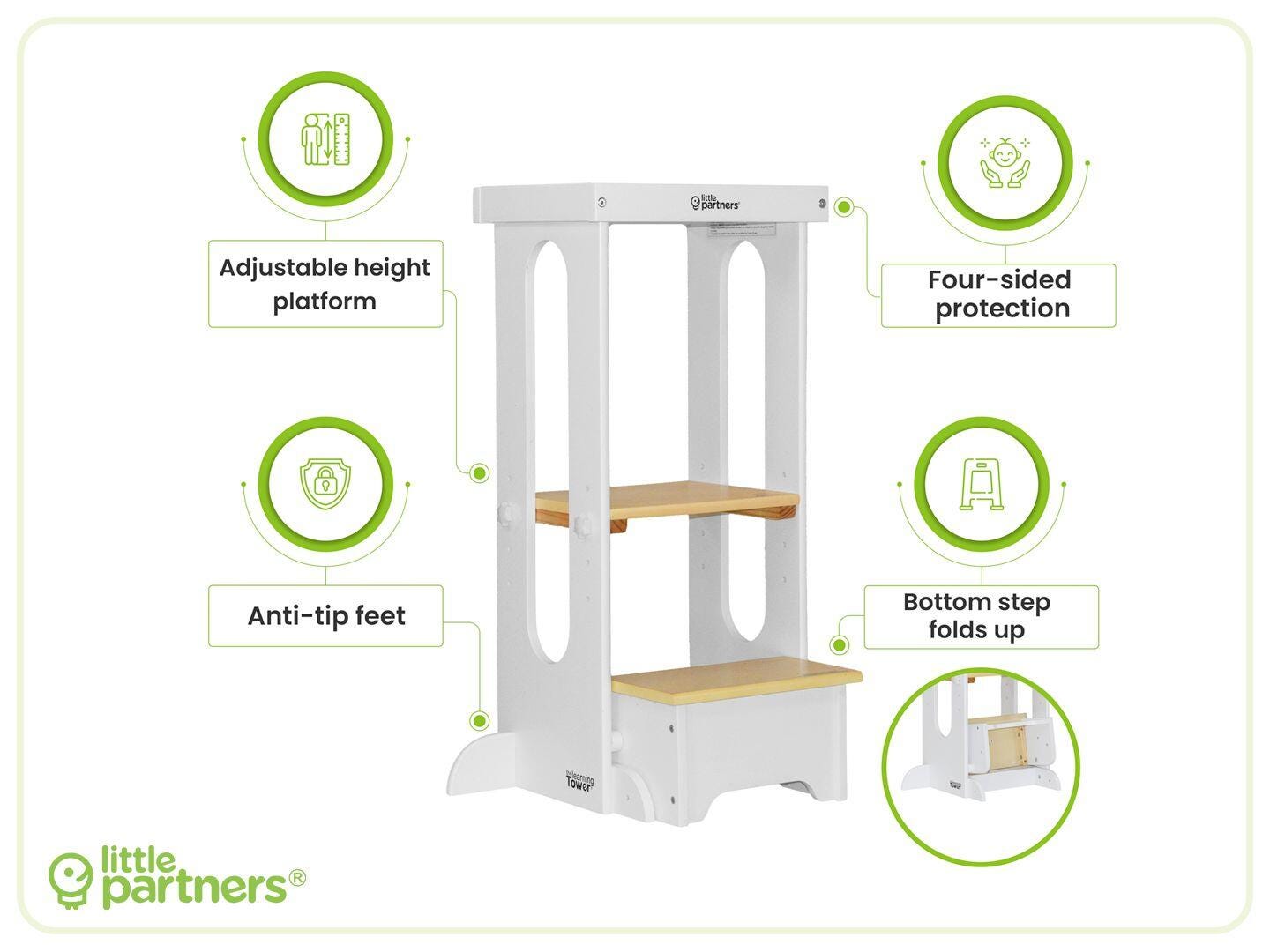 Little Partners Learning Tower, White/Natural, large