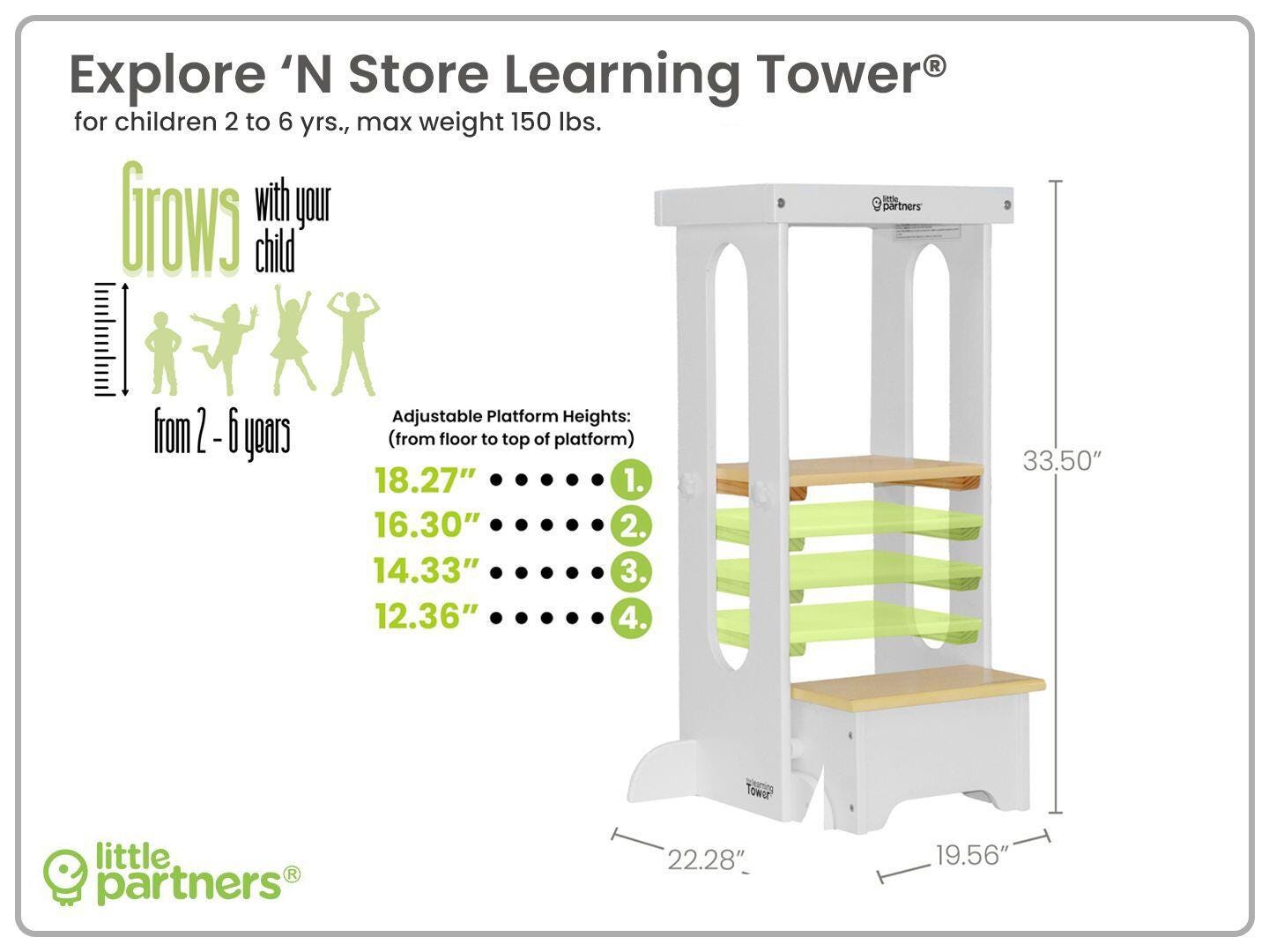 Little Partners Learning Tower, White/Natural, large