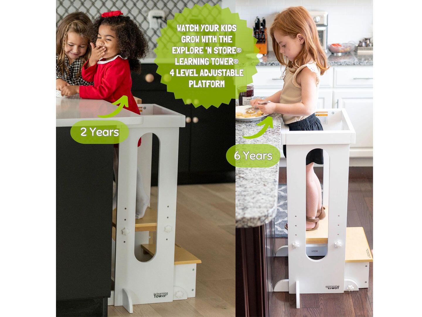 Little Partners Learning Tower, White/Natural, large