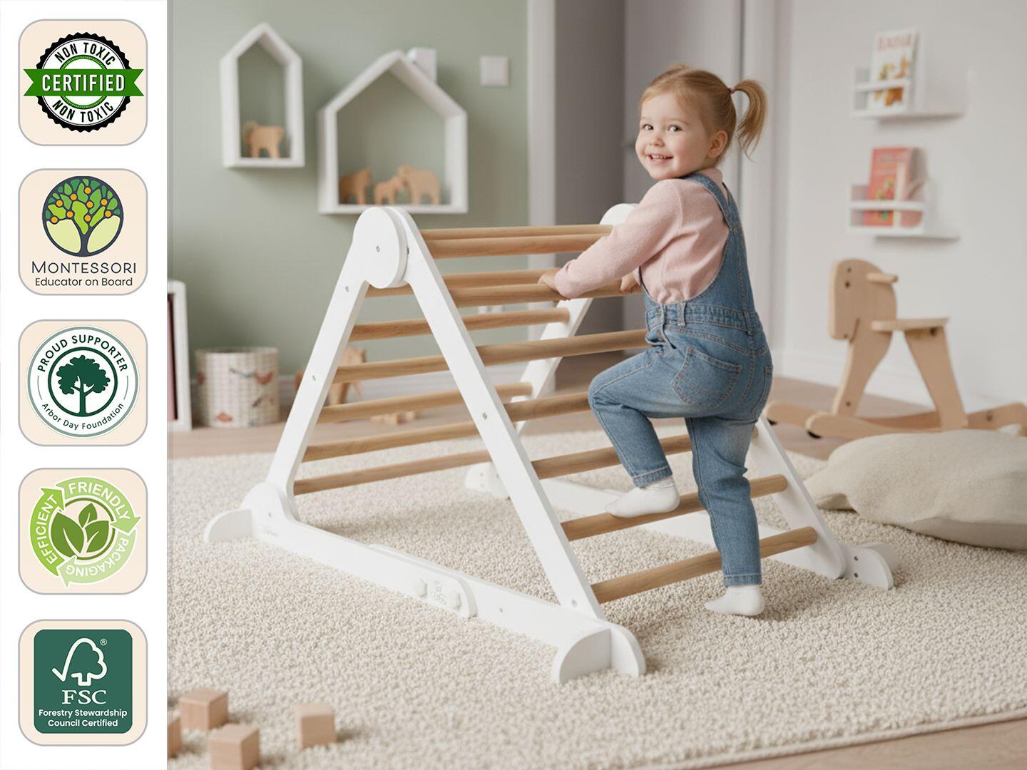 Little Partners Learn 'N Climb Triangle, White/Natural, large
