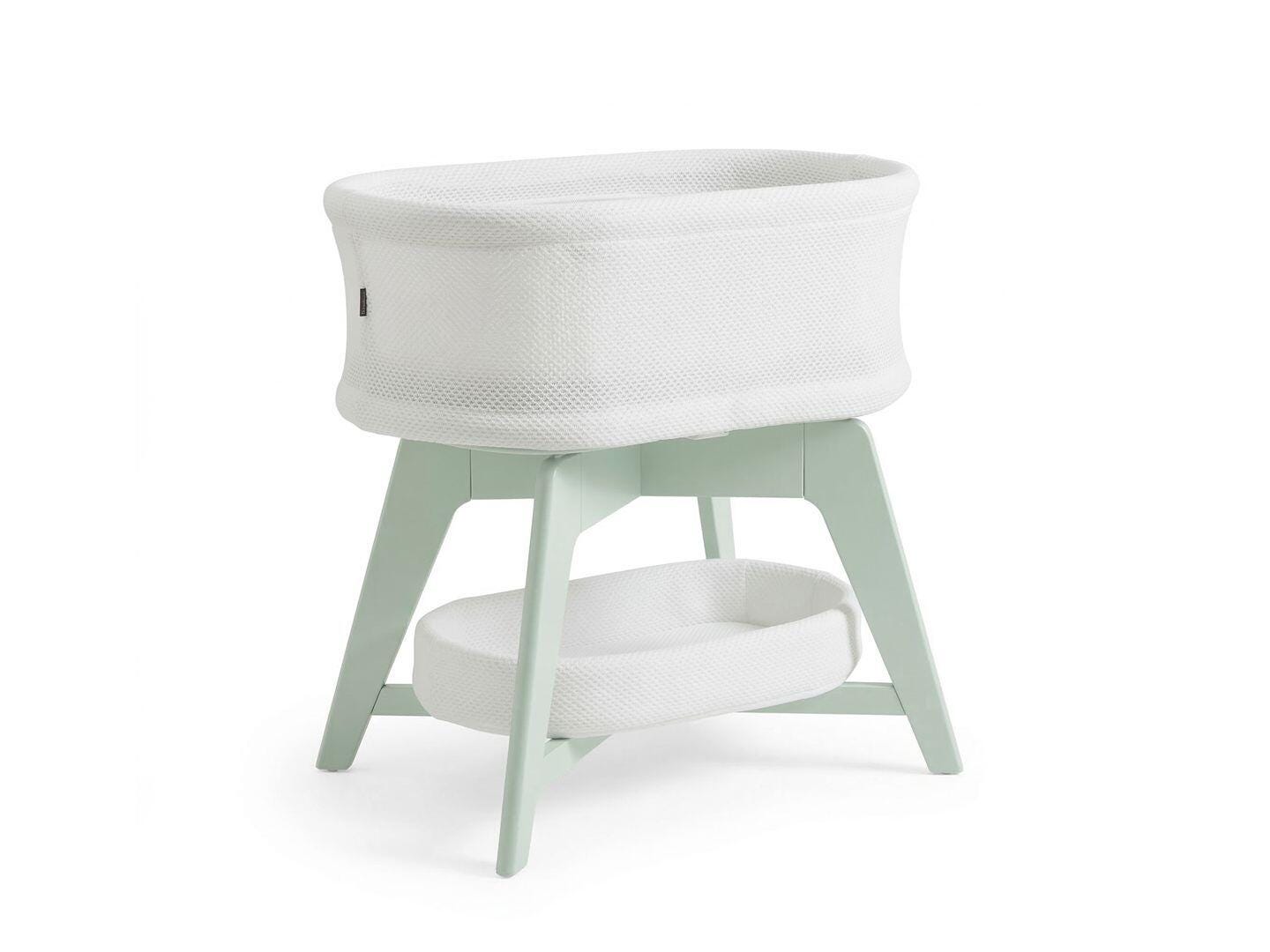 TruBliss Evi Smart Bedside Bassinet, White/Mint Green, large
