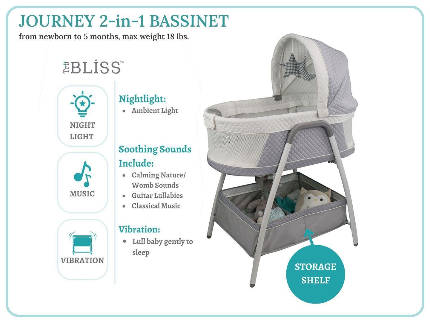 TruBliss Journey 2-in-1 Bassinet, , large