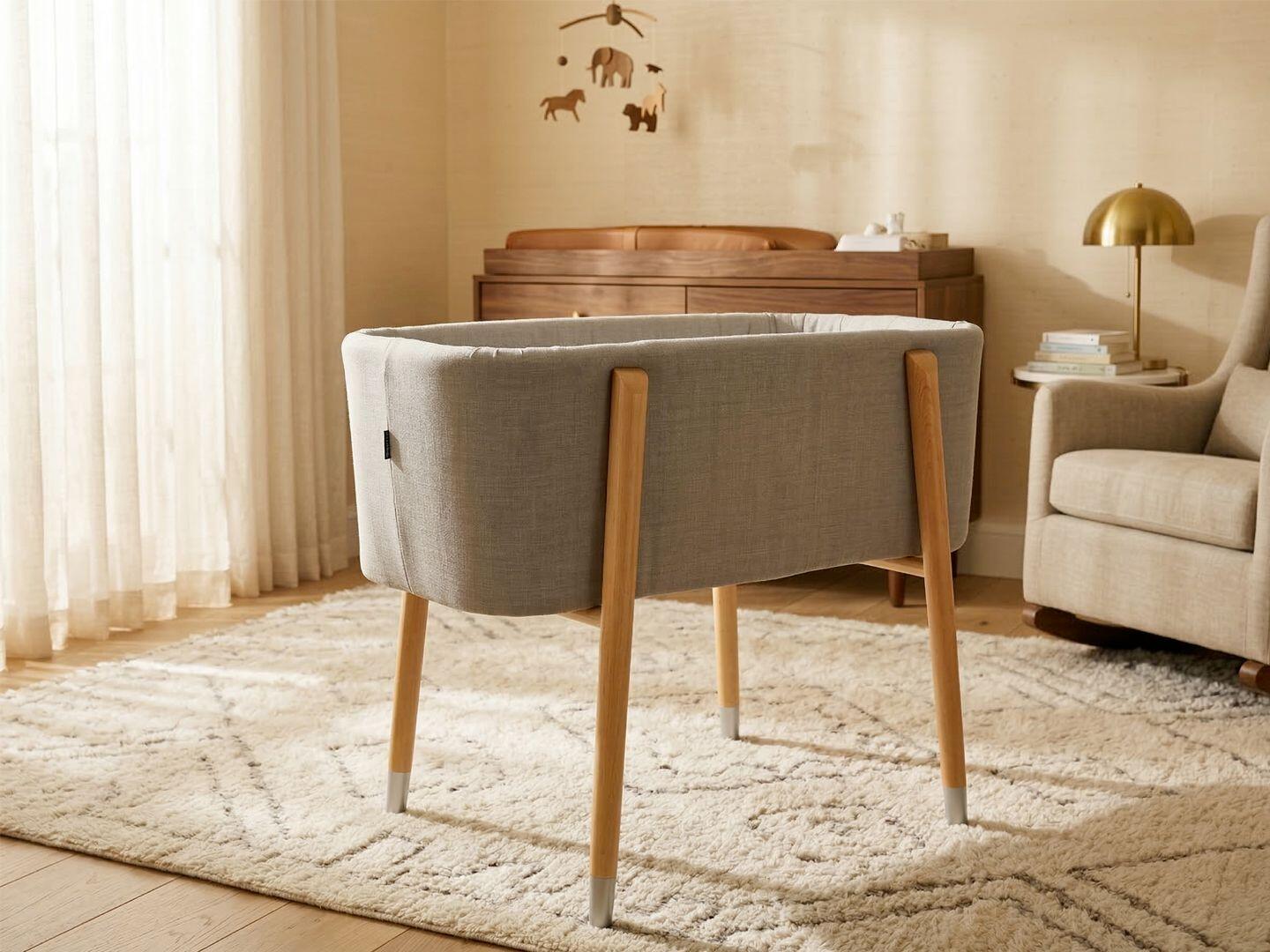 TruBliss Sova Bedside Bassinet, Galaxy Gray/Beige, large