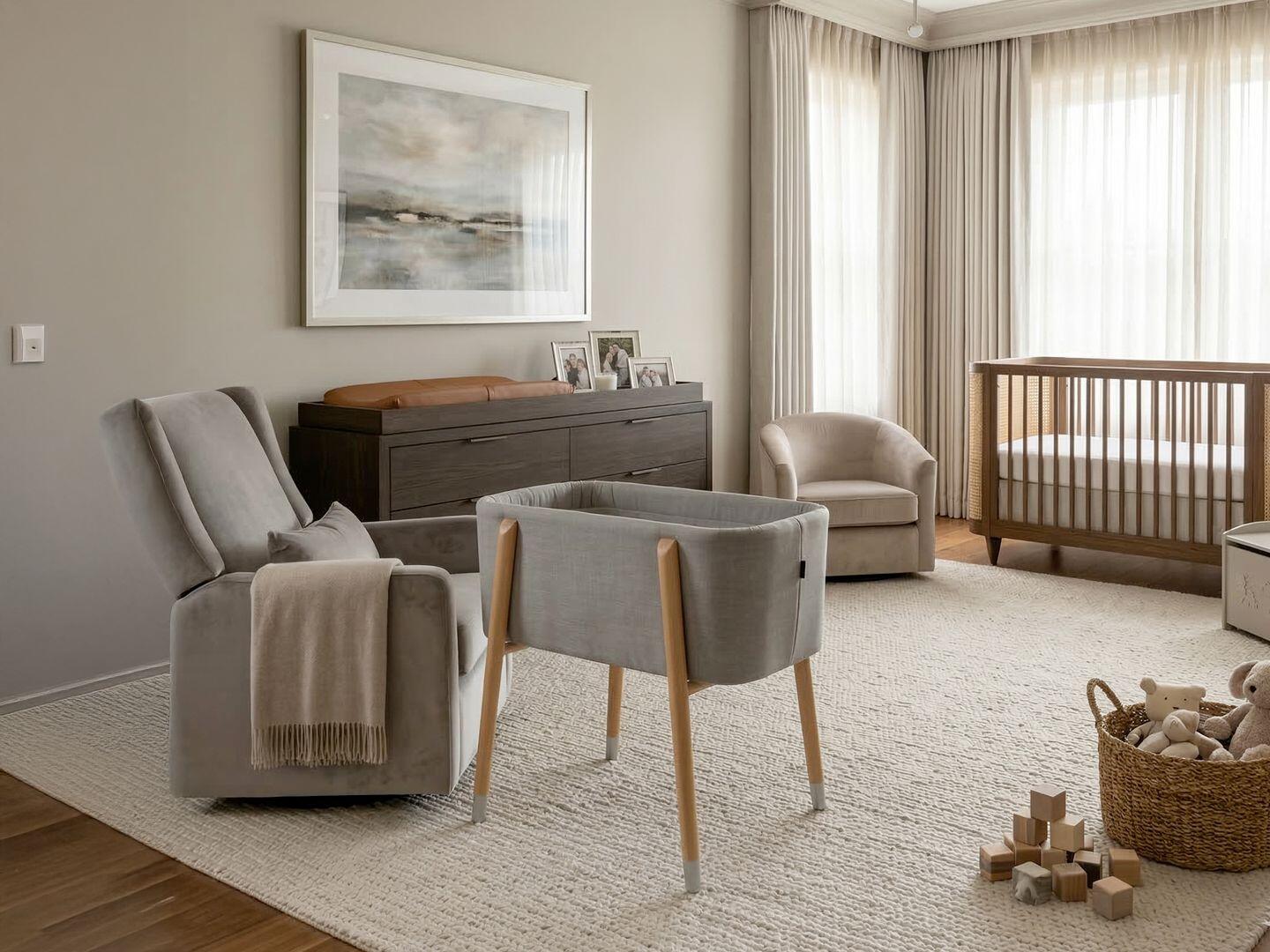 TruBliss Sova Bedside Bassinet, Galaxy Gray/Beige, large