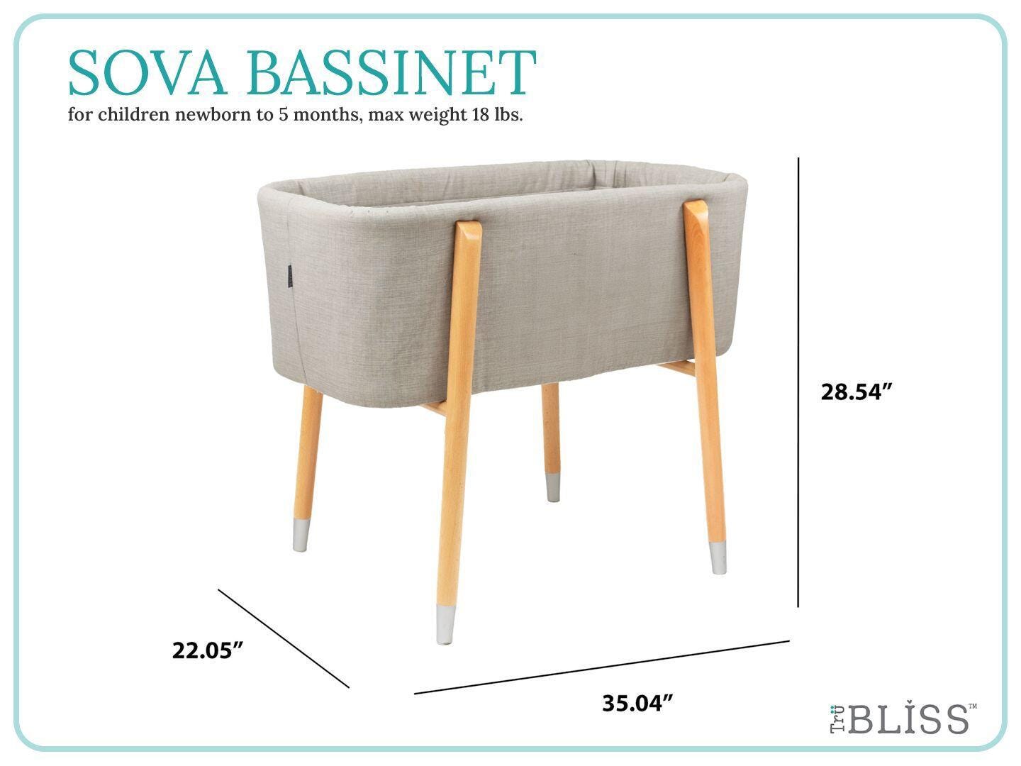 TruBliss Sova Bedside Bassinet, Galaxy Gray/Beige, large