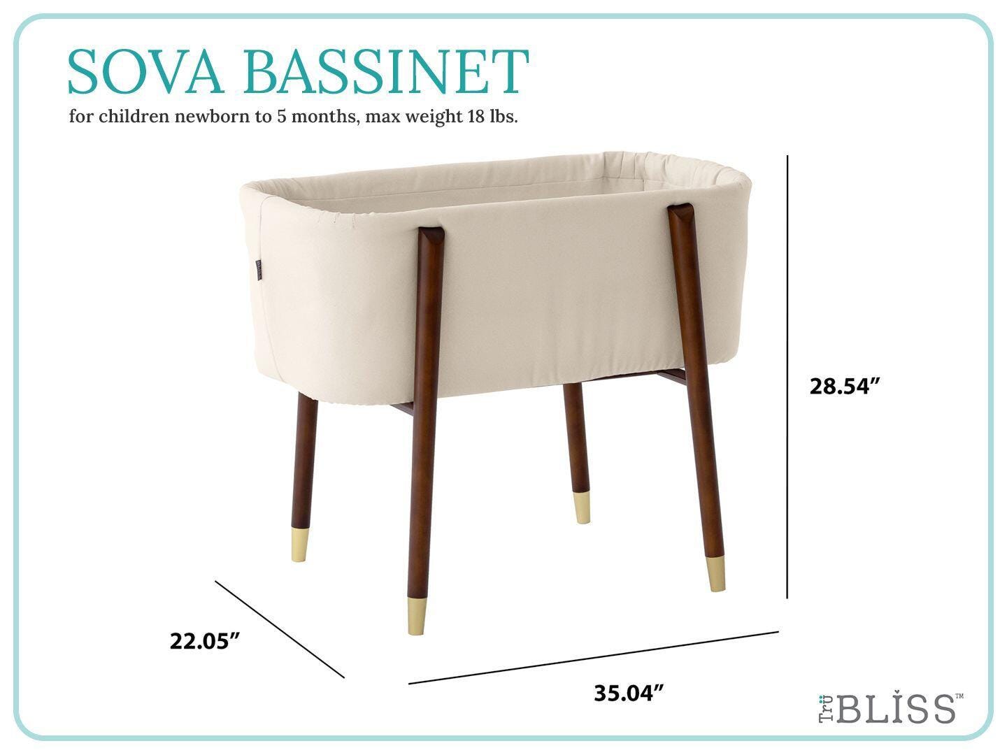 TruBliss Sova Bedside Bassinet, Irish Cream/Brown, large