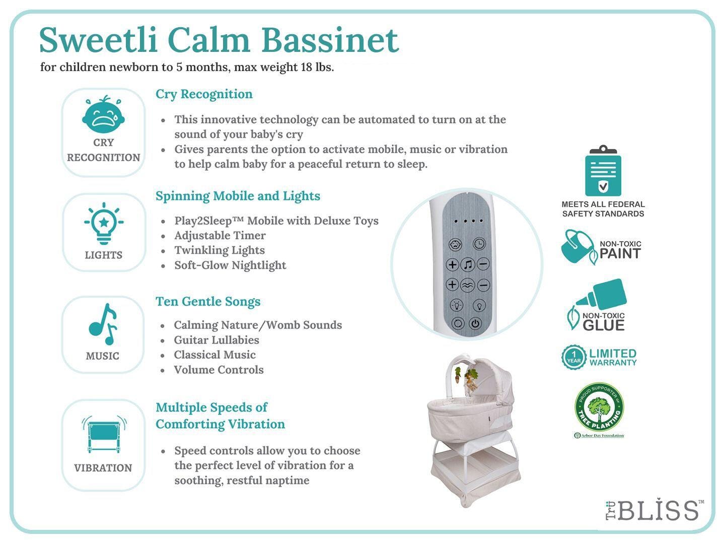 TruBliss Sweetli Calm Bassinet, , large