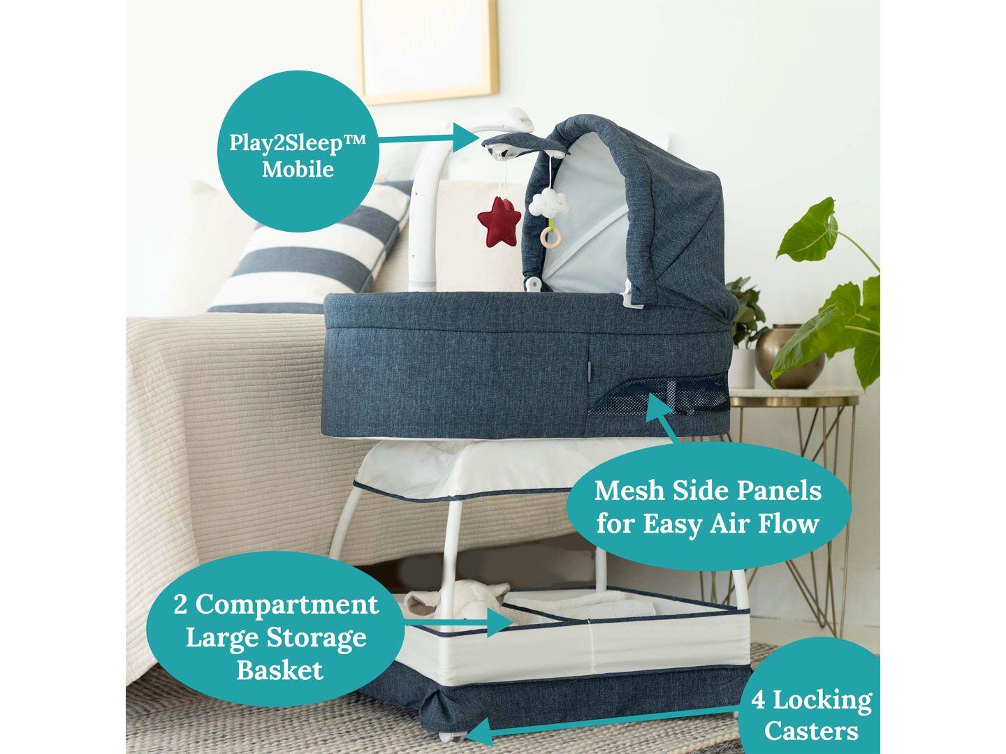 TruBliss Baby Sweetli Nurture Bassinet, Denim Melange, large