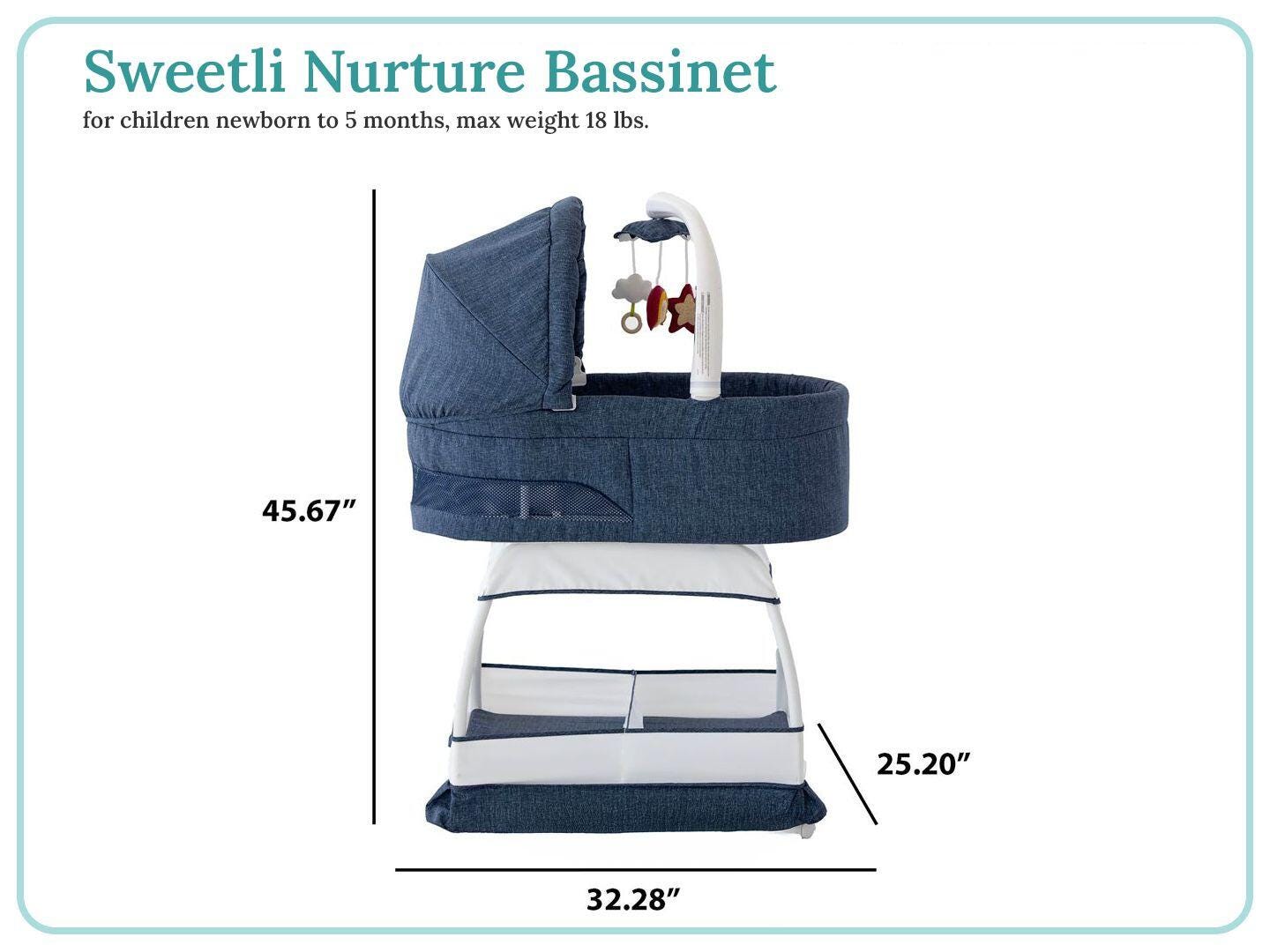 TruBliss Baby Sweetli Nurture Bassinet, Denim Melange, large