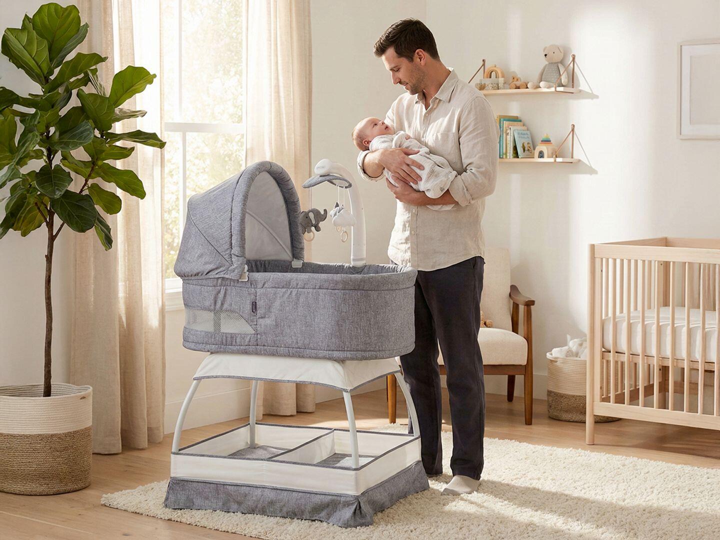 TruBliss Baby Sweetli Nurture Bassinet, Gray Melange, large