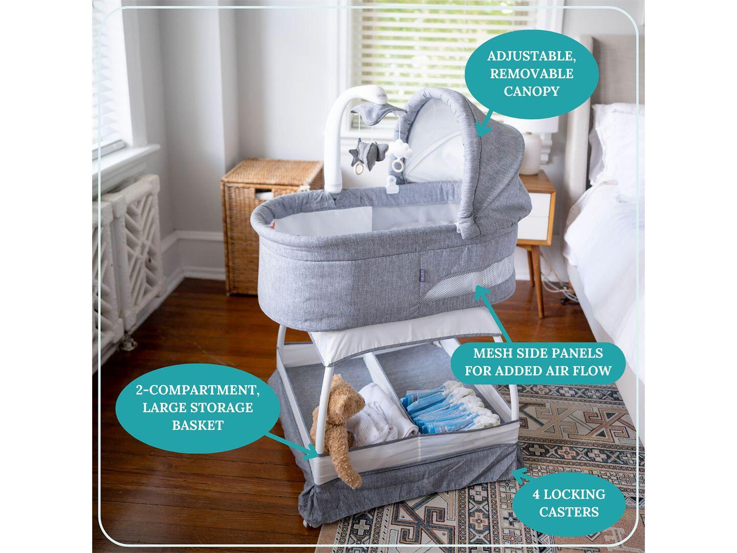 TruBliss Baby Sweetli Nurture Bassinet, Gray Melange, large